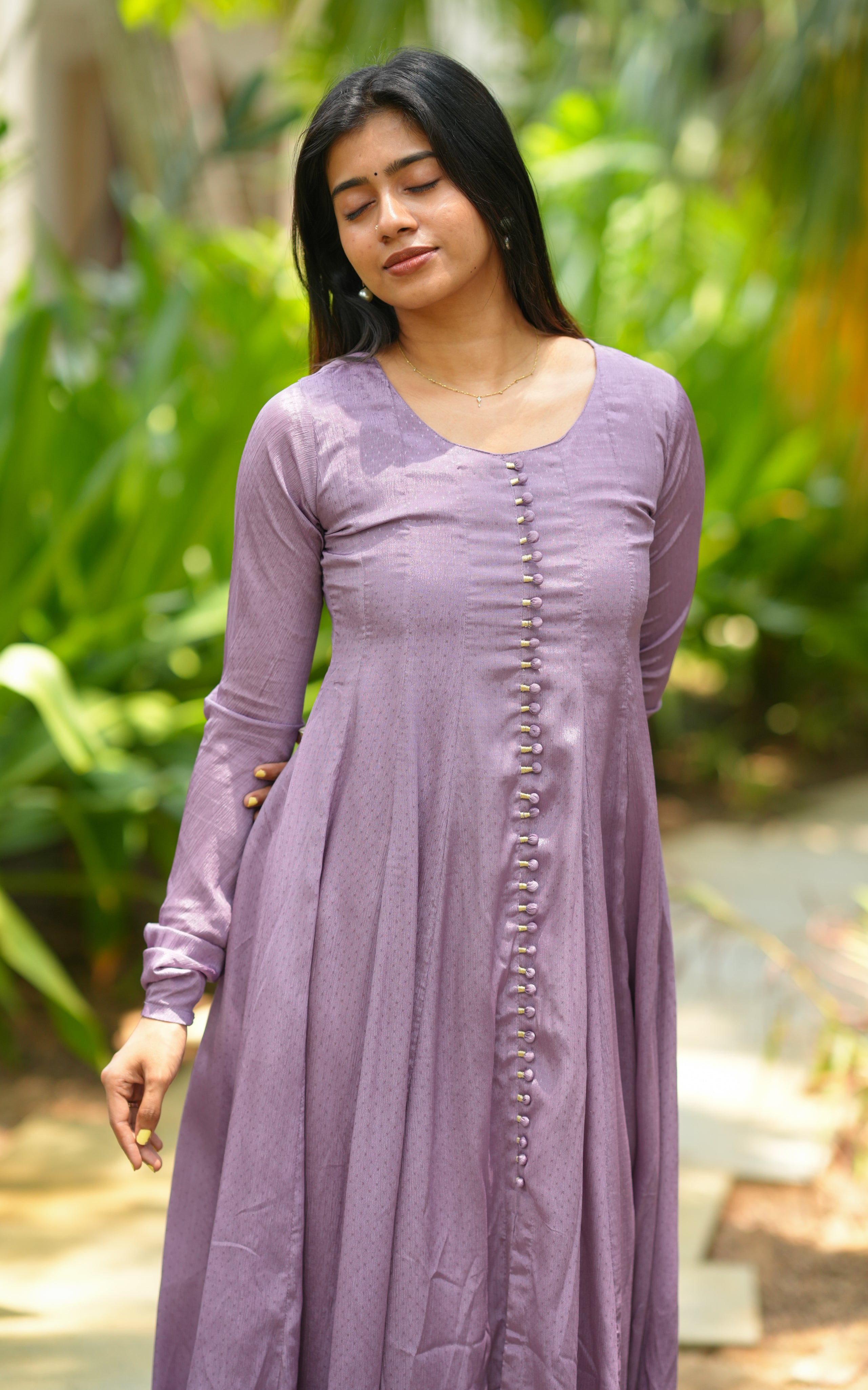 Dobby crushed faux silk long kurti for women