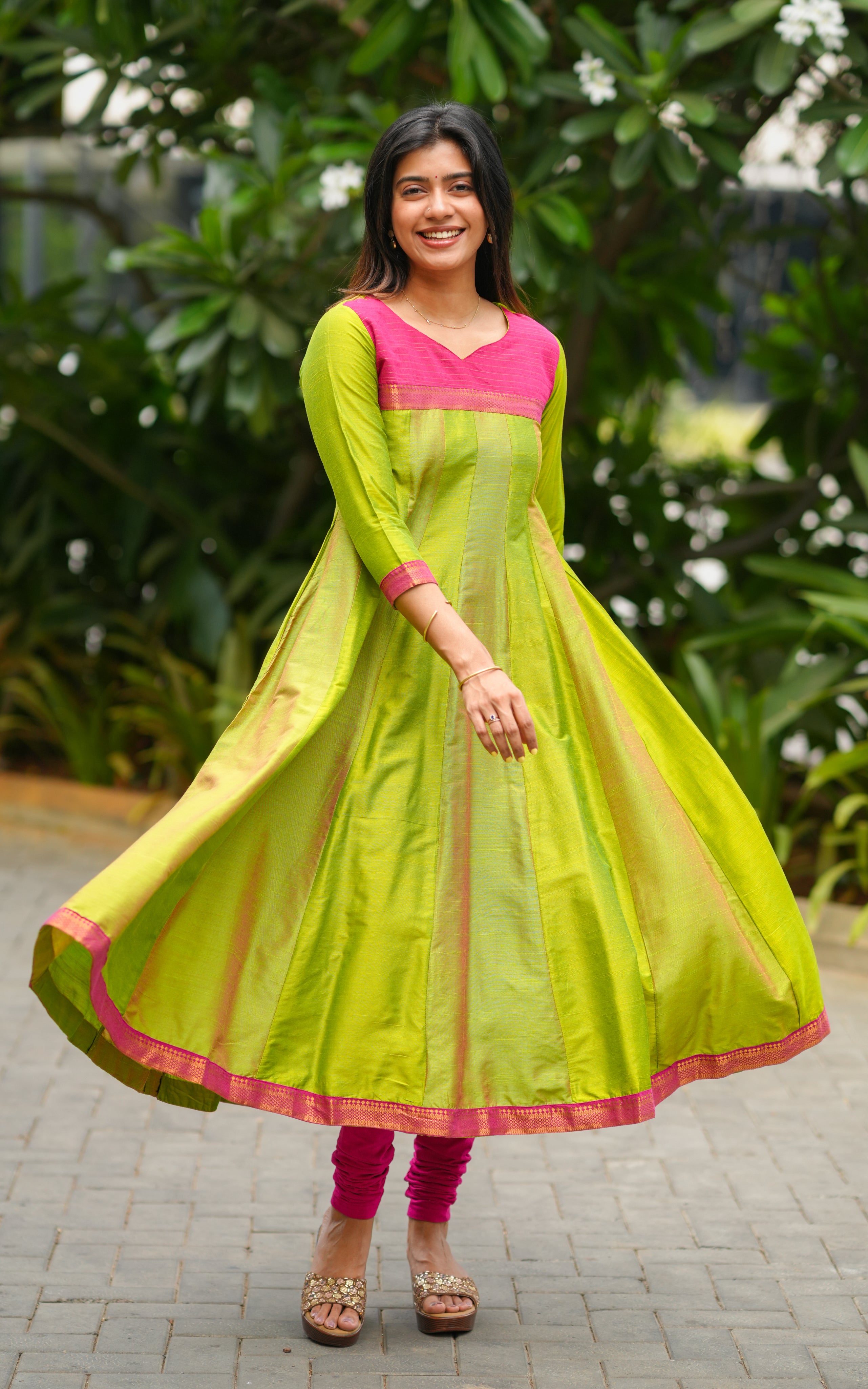 Parrot green trendy ethnic kurti for women