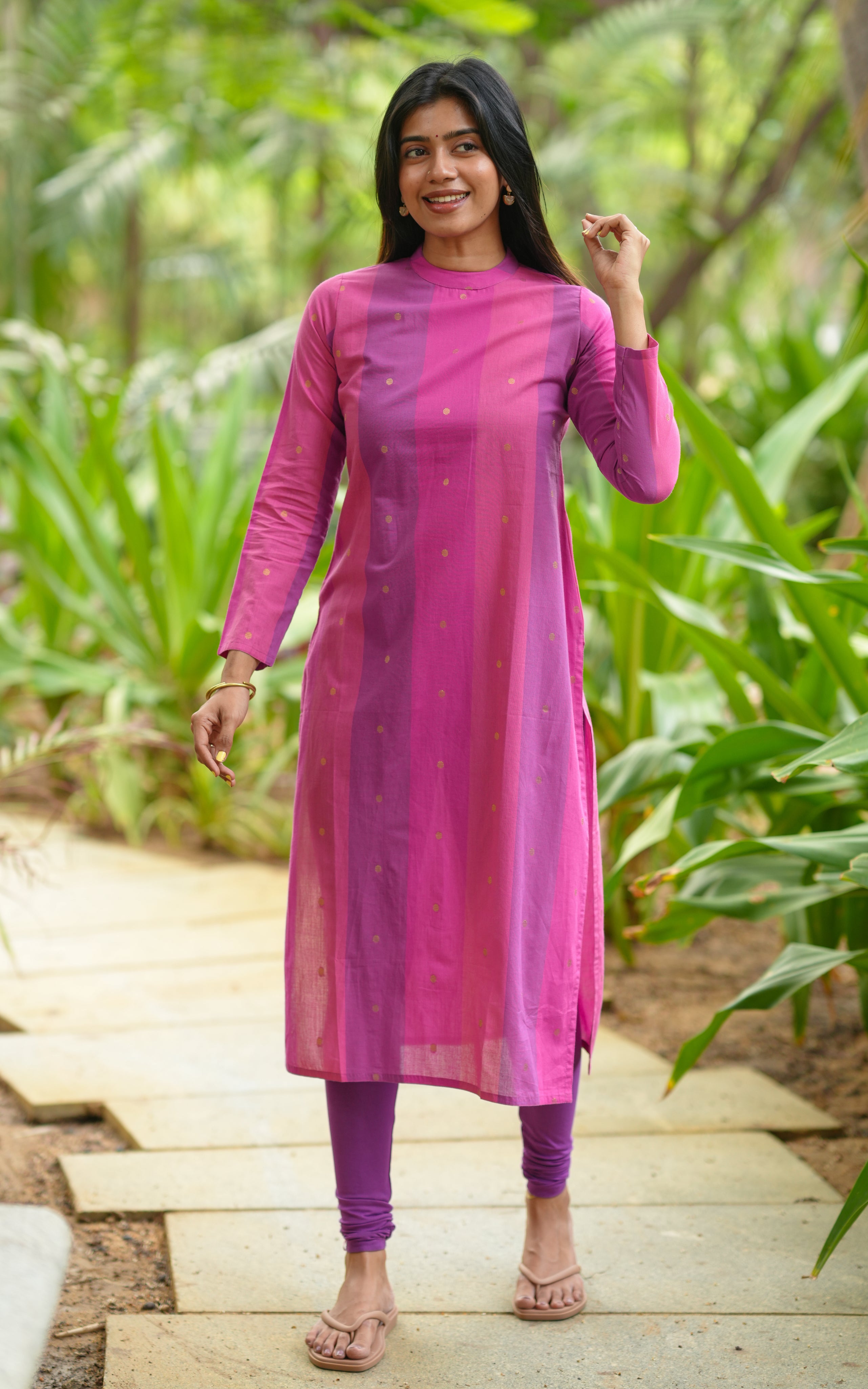 Pink south cotton kurti for women