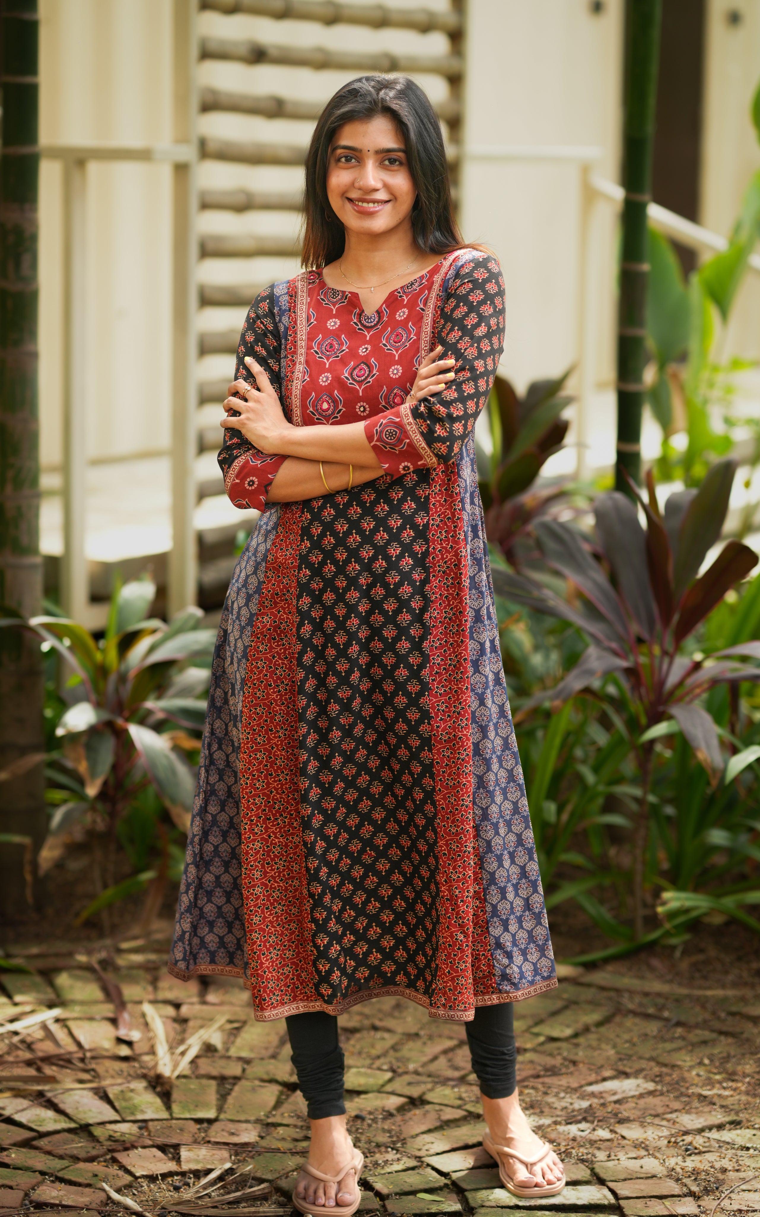 Multicolor printed cotton Aline kurti for women