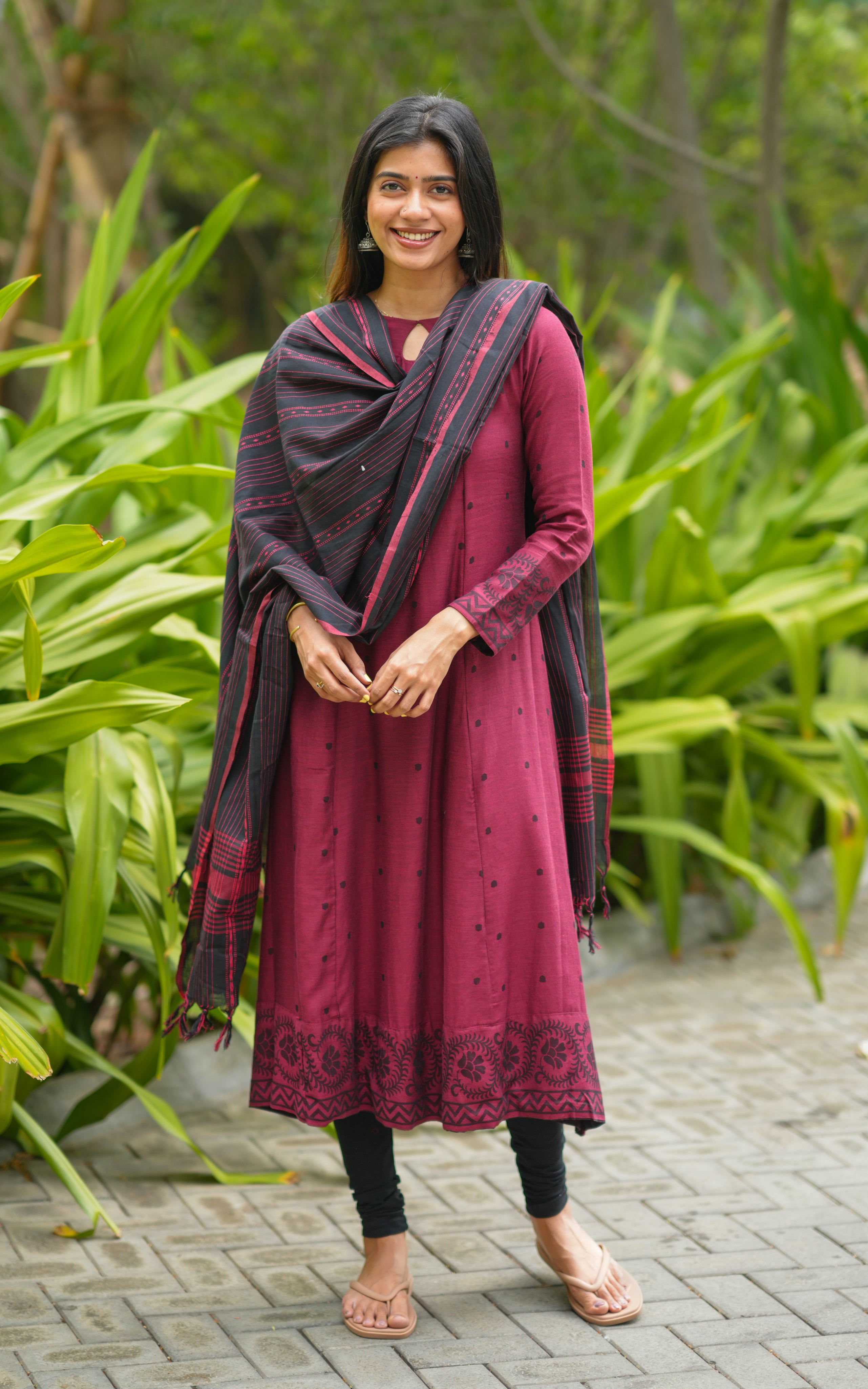 Maroon trendy ethnic kurti for women