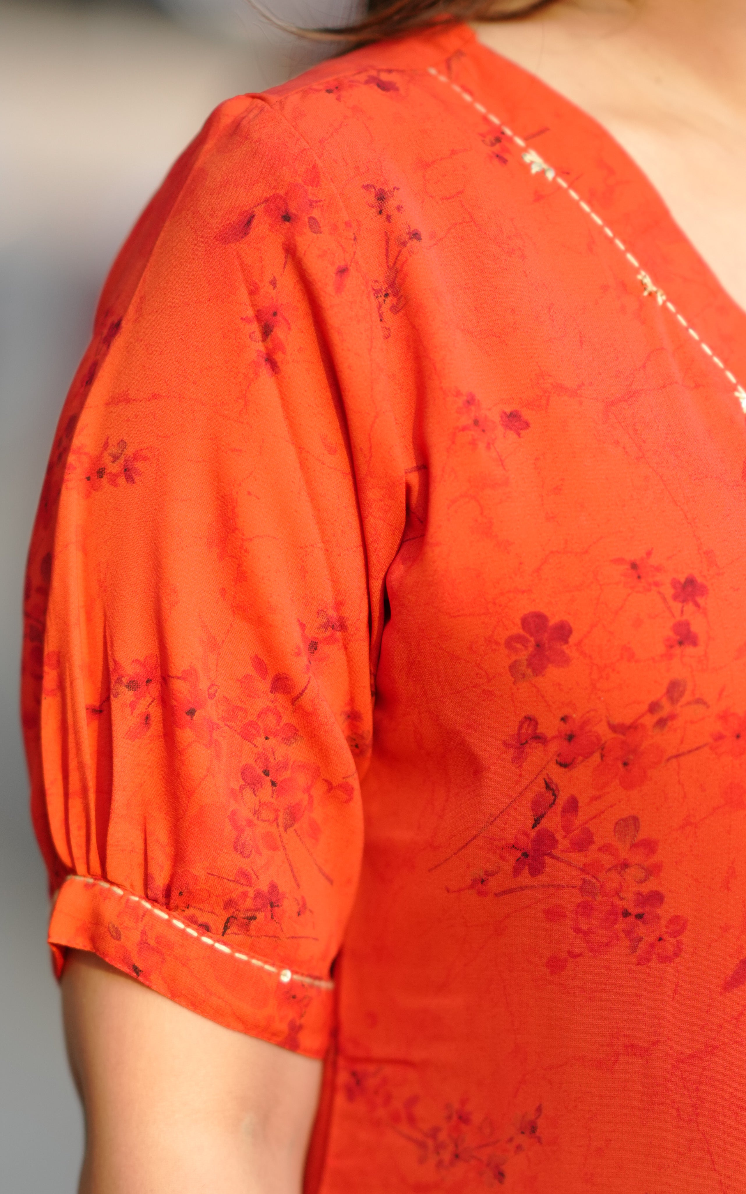 Side Slit Georgette Kurti with Neckline Embroidery for Women