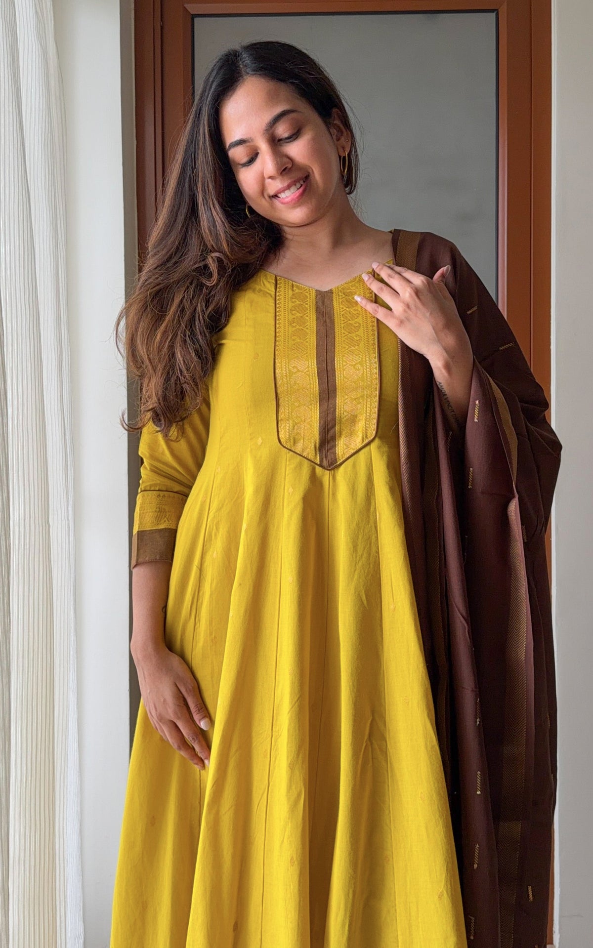 Kundhavai Mustard (Kurti+Dupatta)