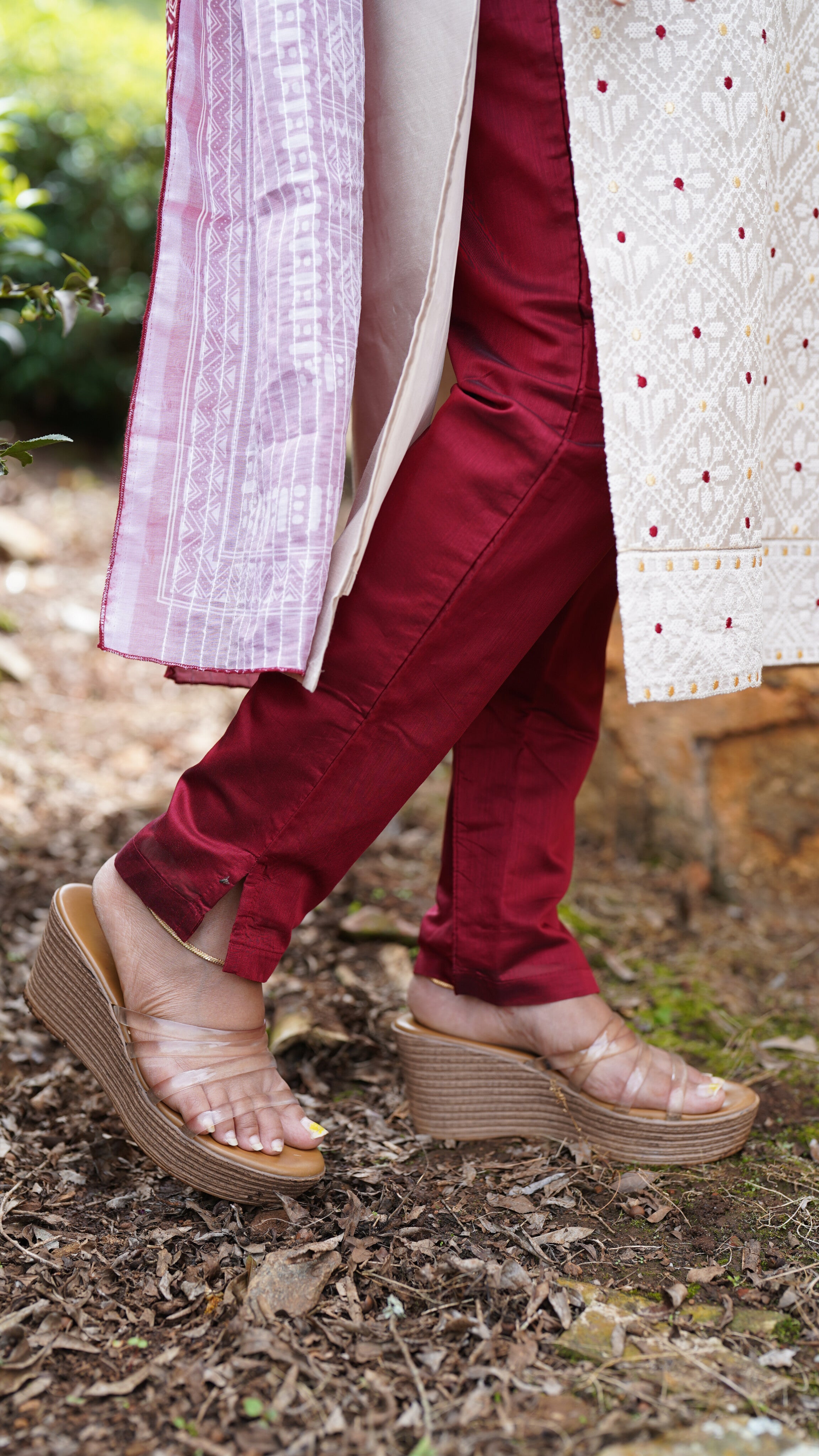 Instore - Cotton Straight Cut Kurti with Pant & Dupatta Set, Side Slit & Ethnic Wear