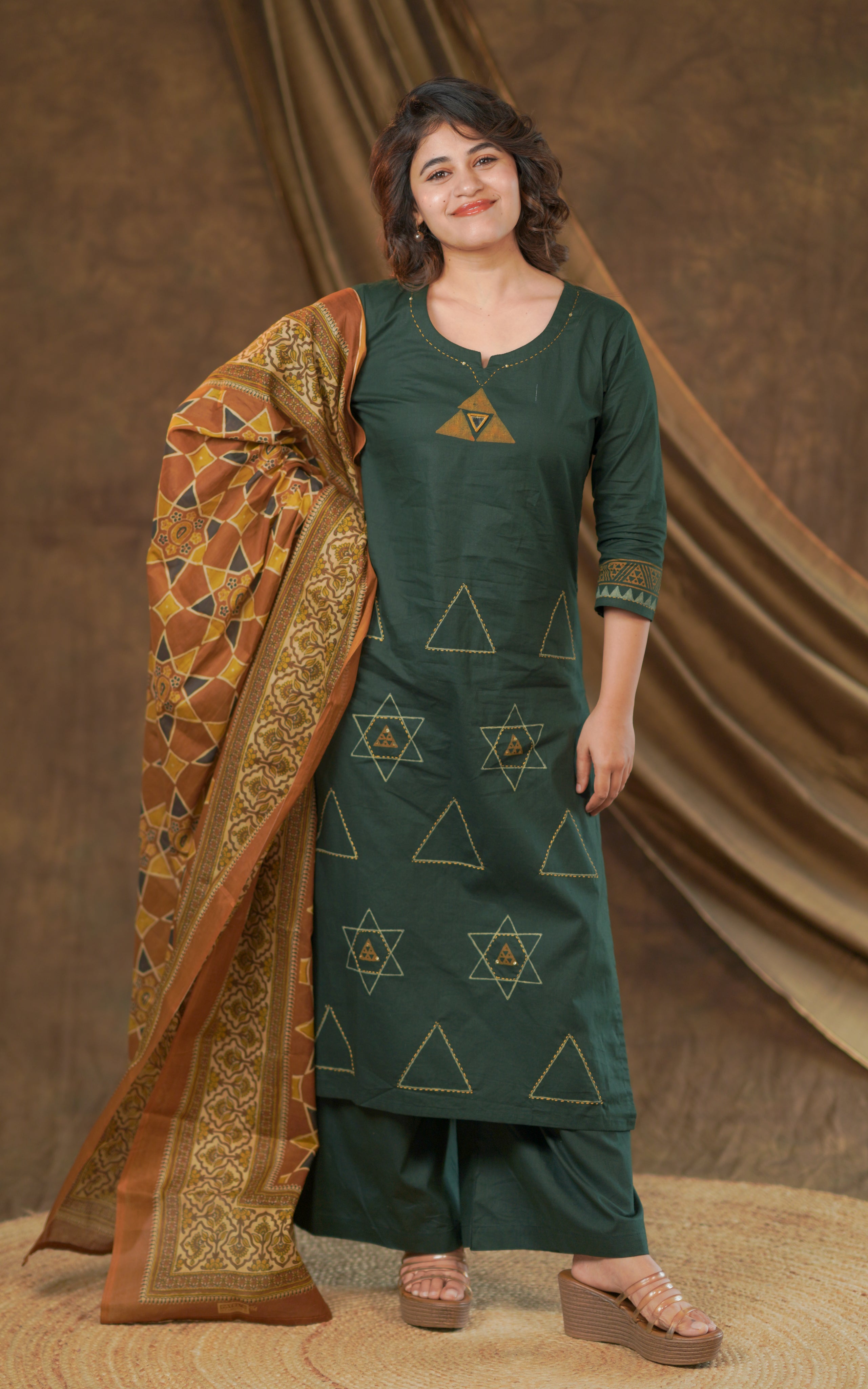 Cotton straight cut kurti with palazzo sets