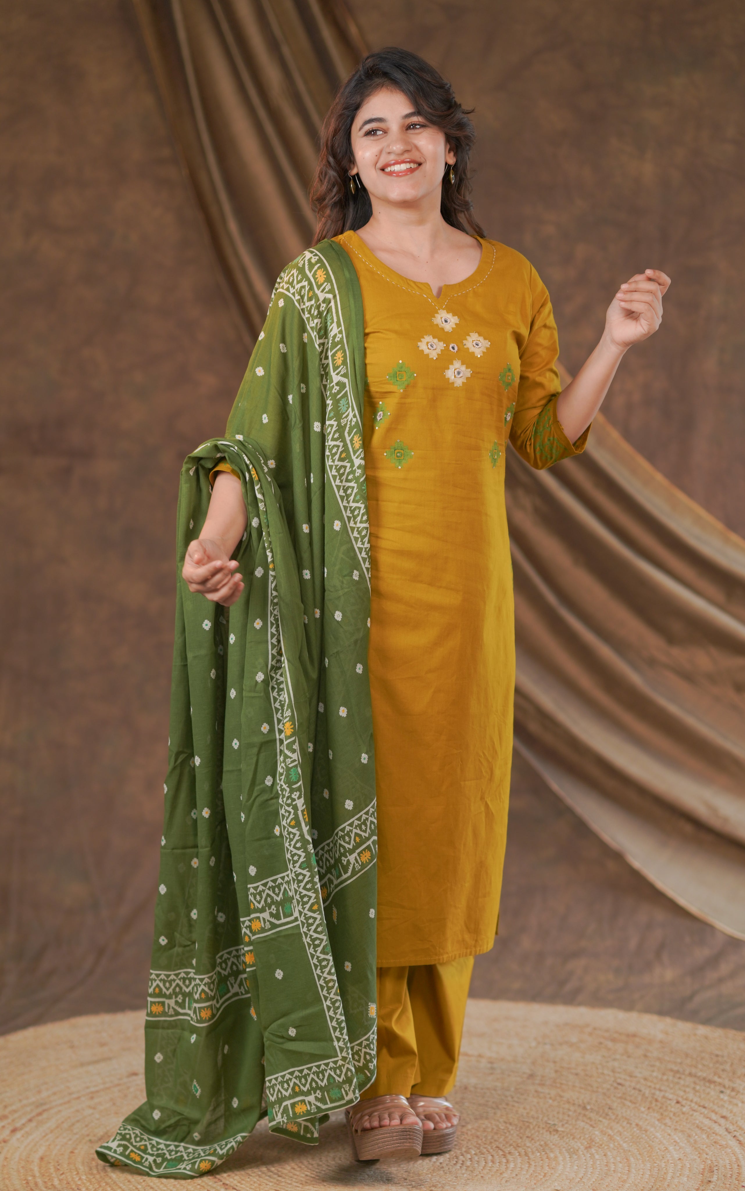 Cotton straight cut kurti sets with dupatta