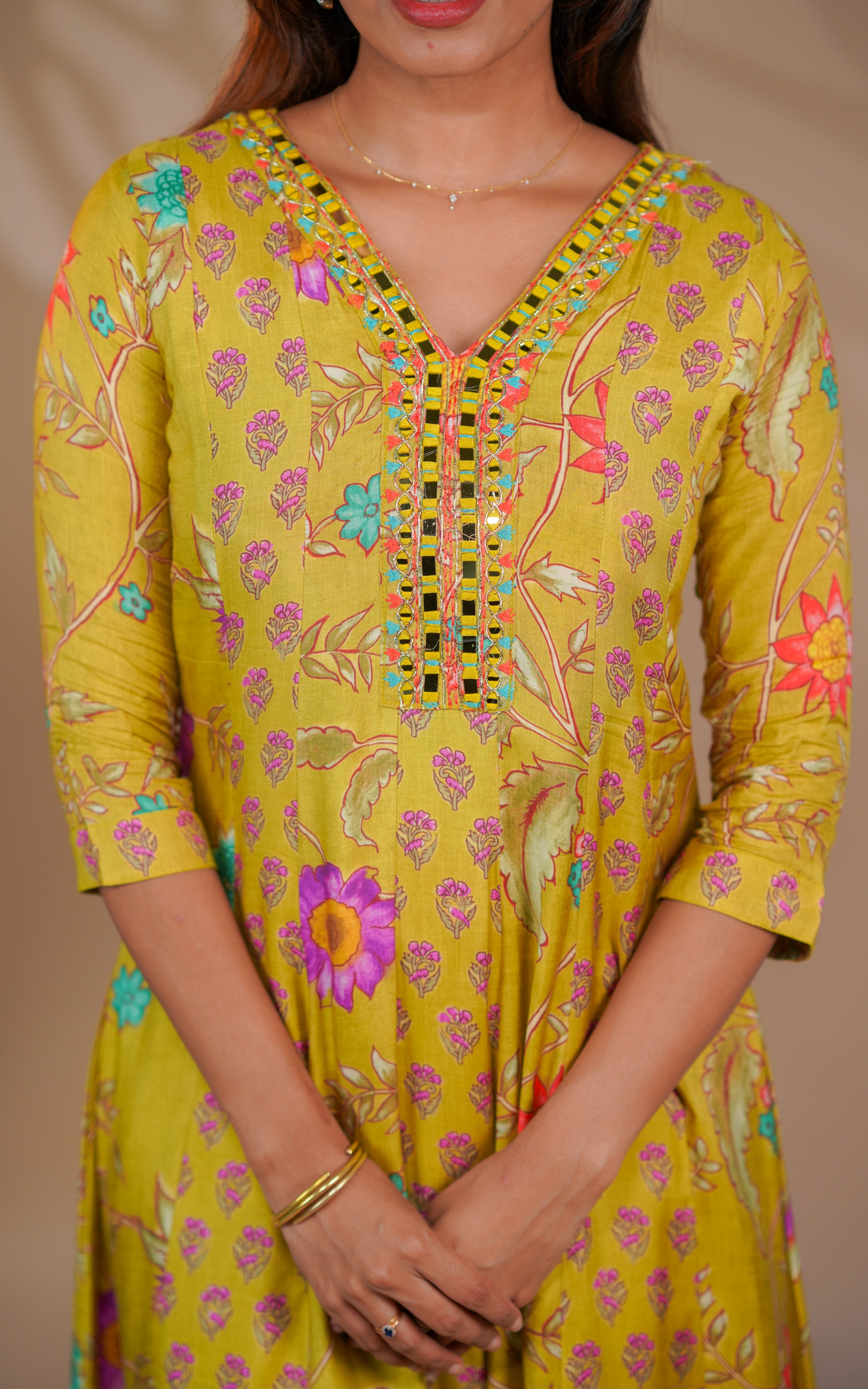Instore – Lemon Green Madhuksara Kurti for Women – Soft Silk – Festive Ethnic Wear