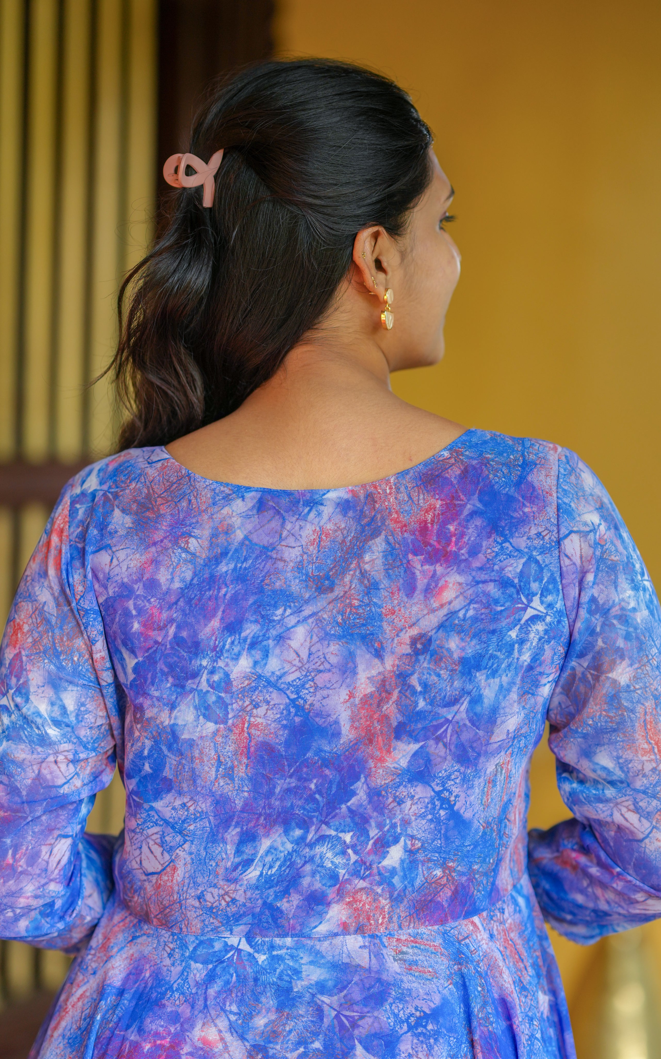 Instore - Blue Color Georgette Full Flared Anarkali with Dupatta with Butter Crepe Lining
