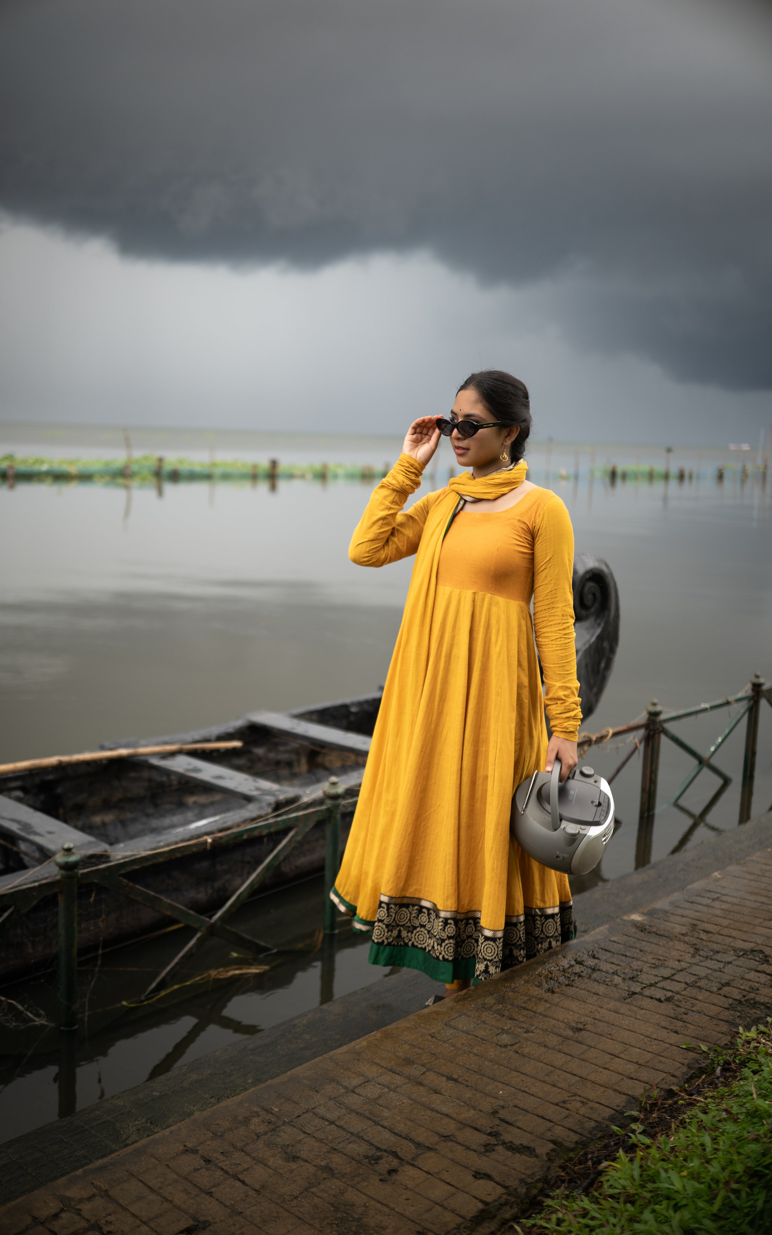Plain mustard cotton dress inspired by Raavanan movie