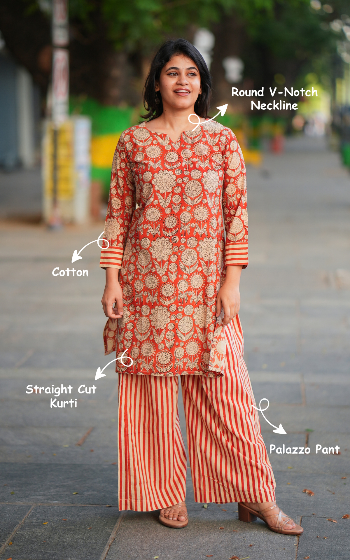 Indie Handblock Rust (Kurti+Pant)