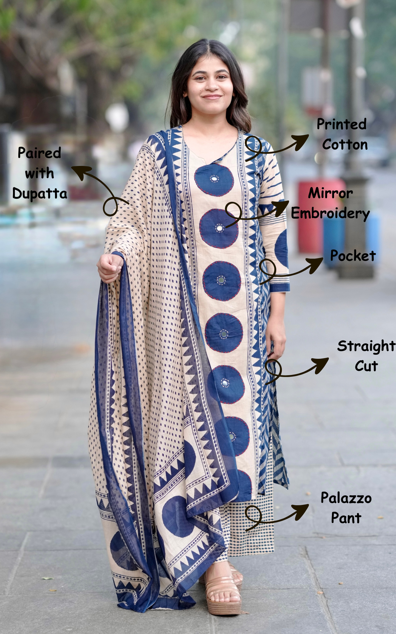 Avika Blue (Kurti+Pant+Dupatta)