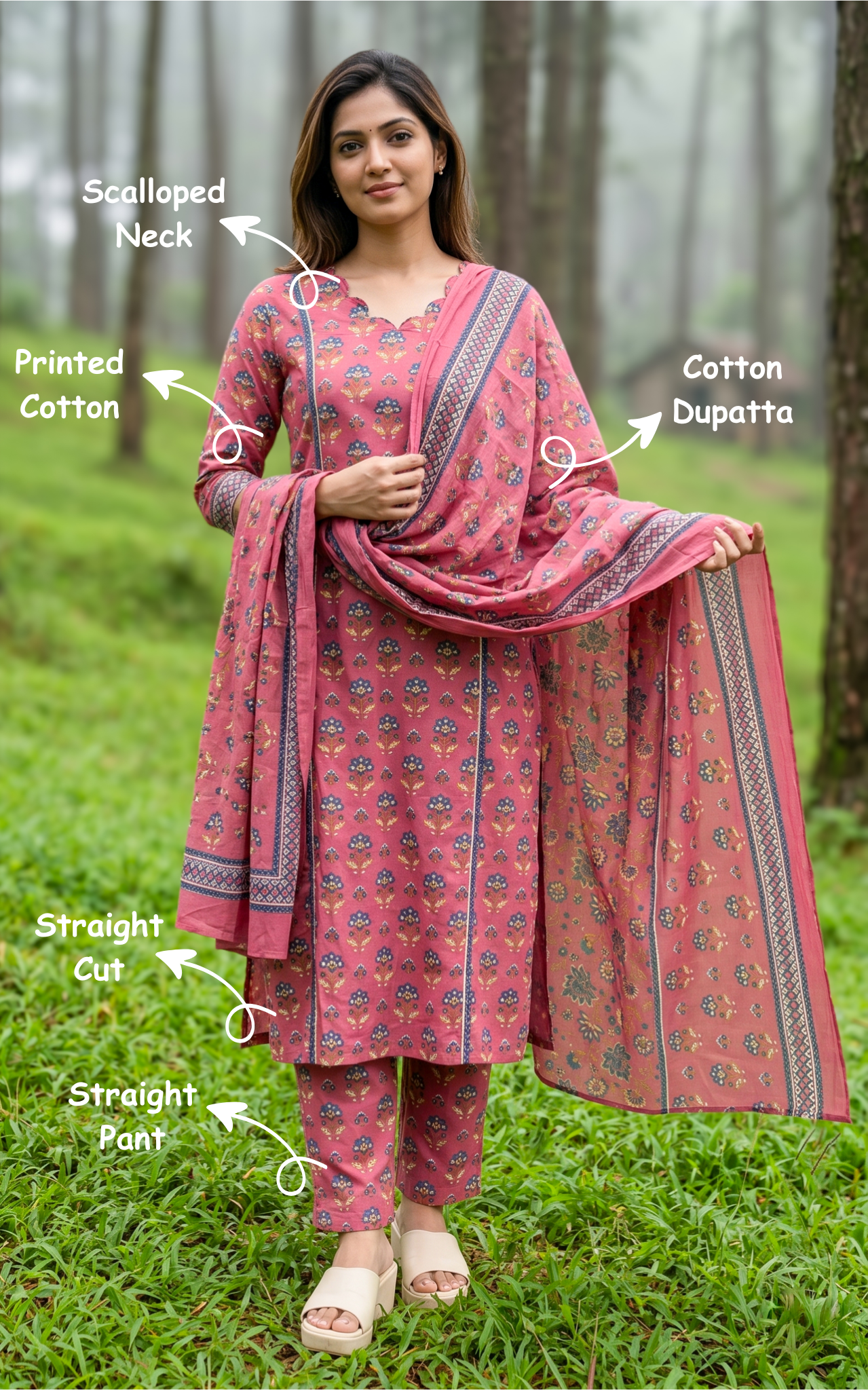 Mythiri Peach (Kurti+Pant+Dupatta)