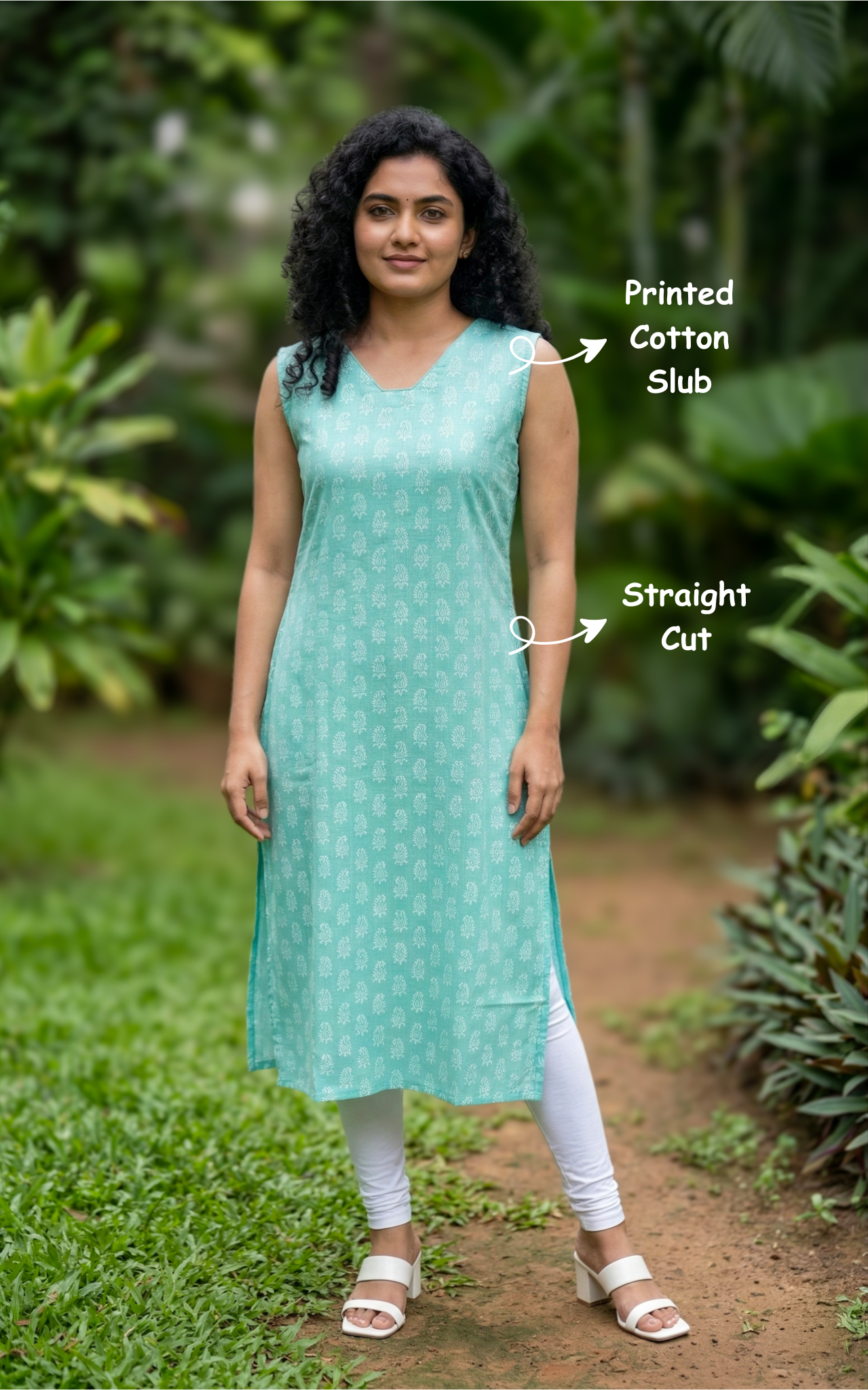 aqua blue ethnic cotton kurti
printed cotton kurti festive wear
designer cotton kurti for women
traditional cotton slub kurti