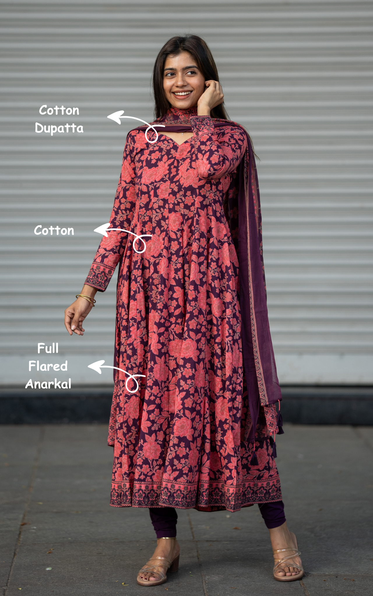 Purple Cotton Traditional Kurti Dupatta for Women