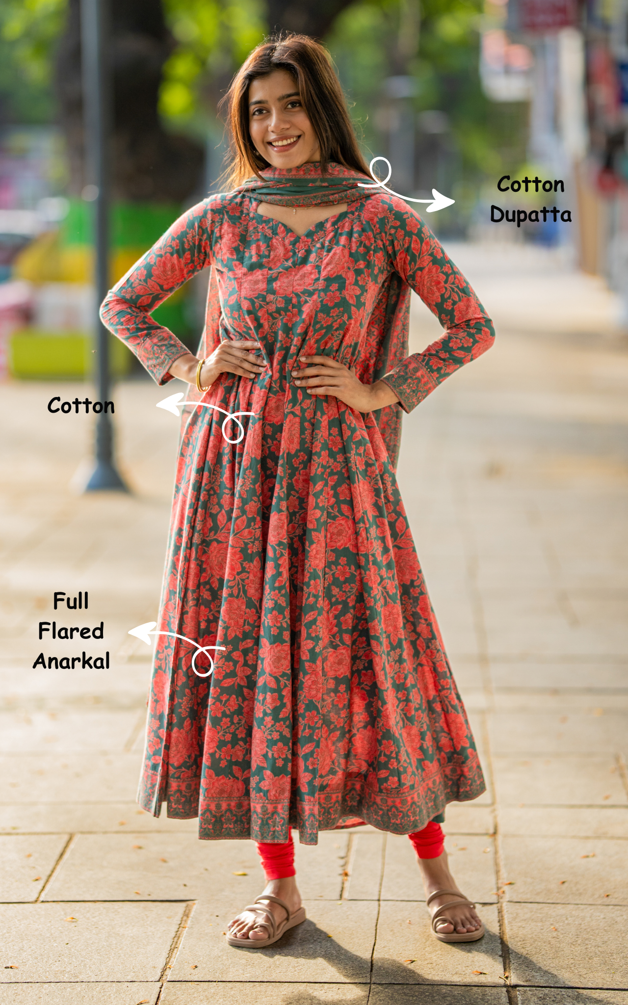 Greenish Blue Cotton Traditional Kurti Dupatta for Women