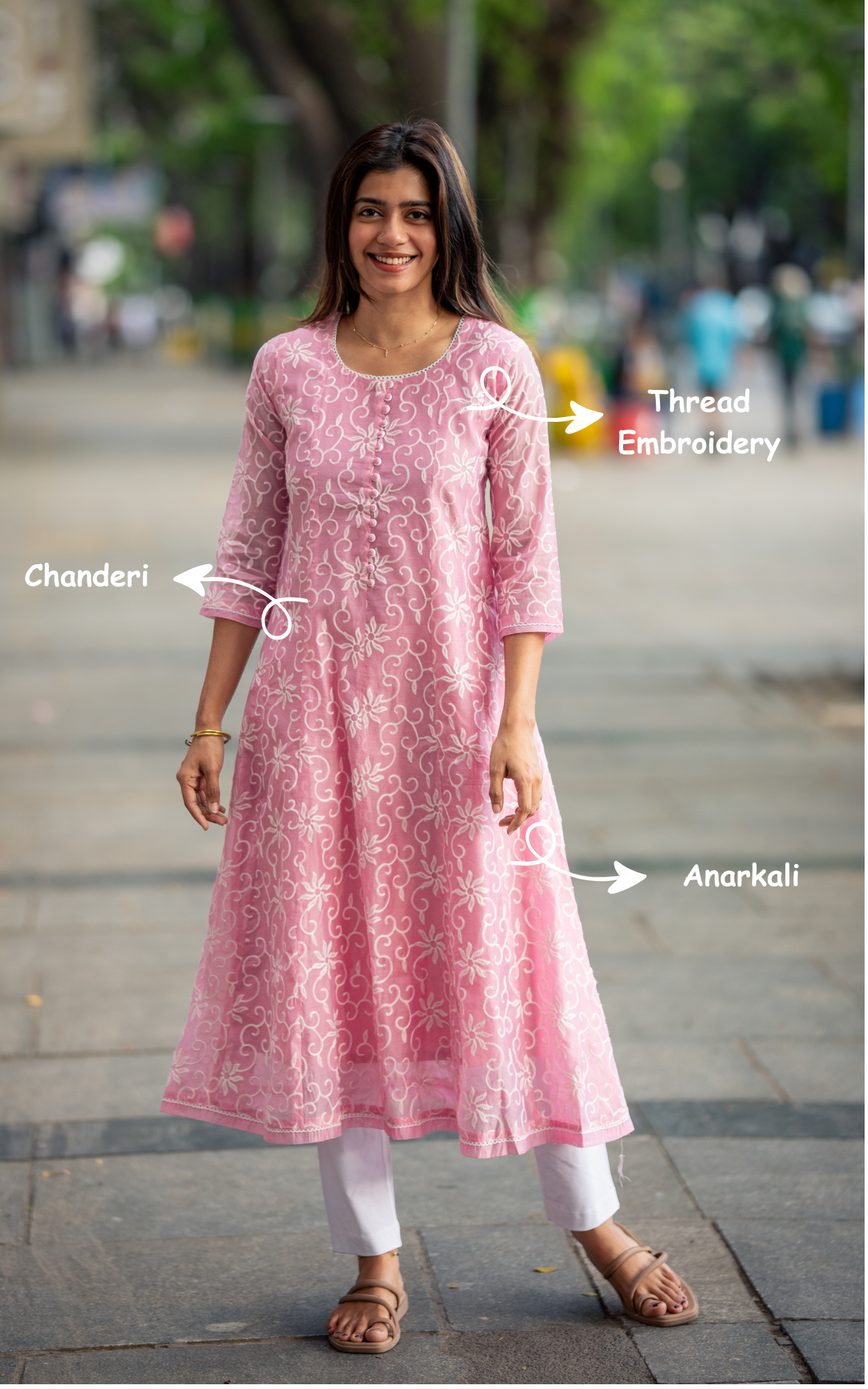 Light Pink Chanderi Occasion Wear Kurti for Women