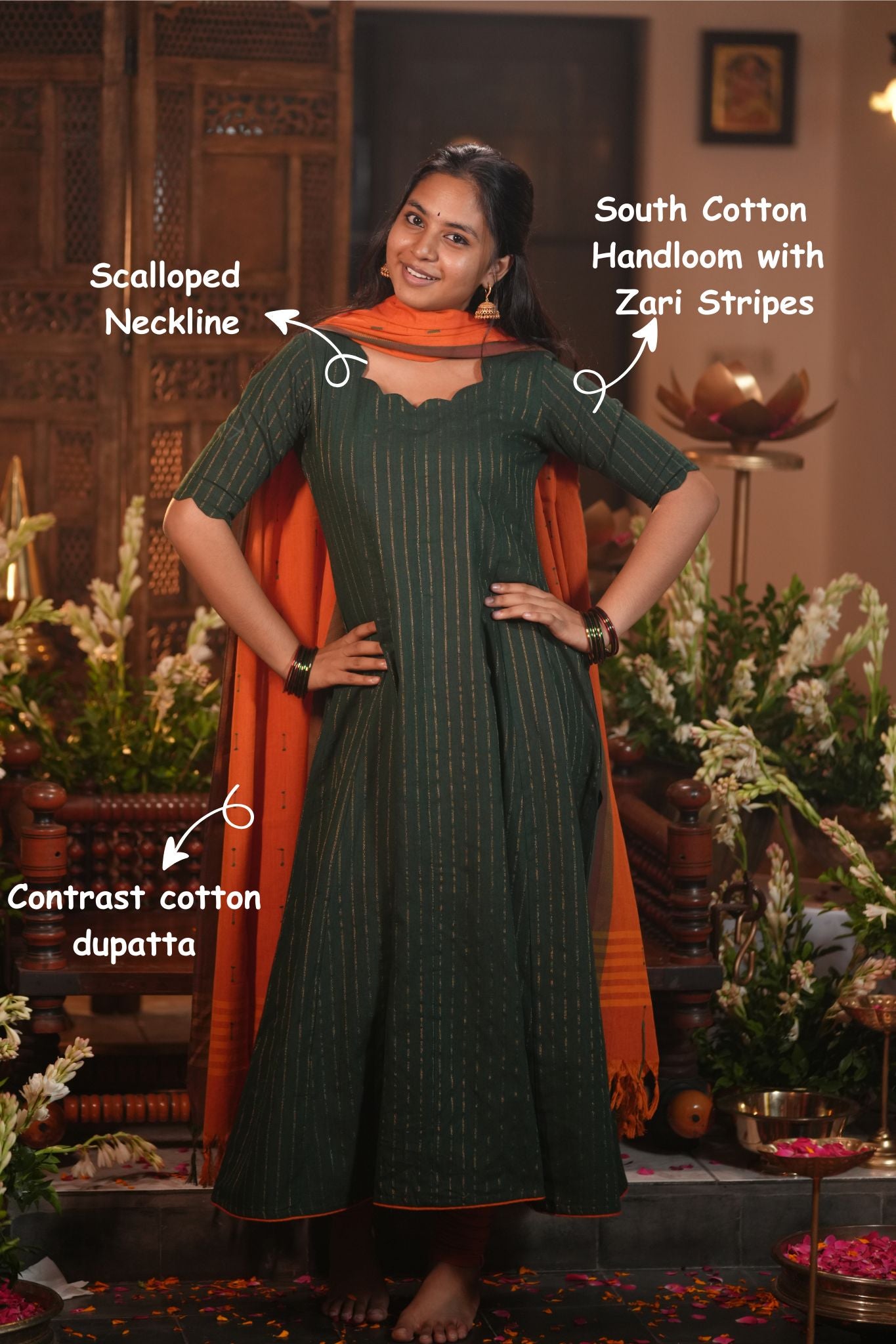 Punniya Green (Maternity/Feeding) (Kurti+Dupatta)