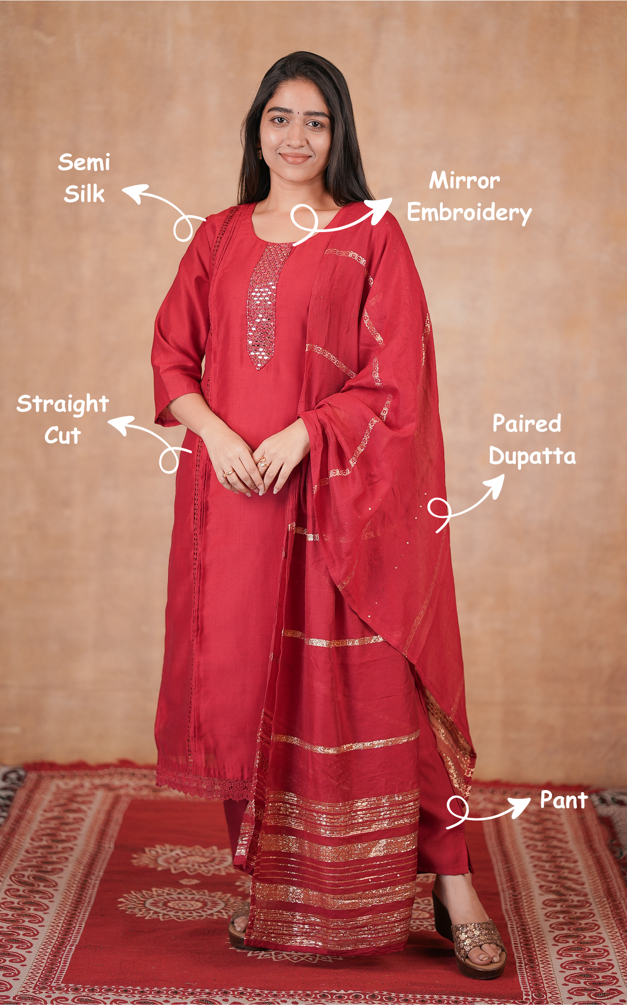 Dhanushika (Kurti+Pant+Dupatta)