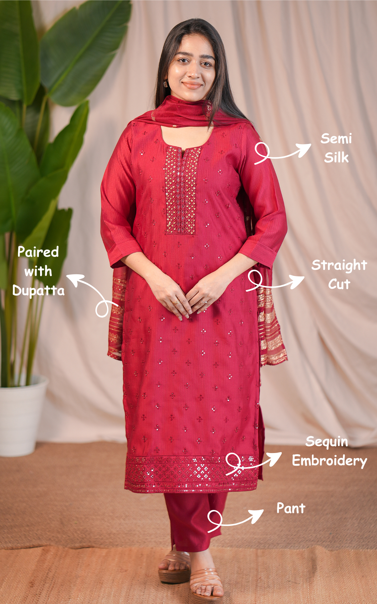 Comfortable and trendy semi silk kurti set for women
