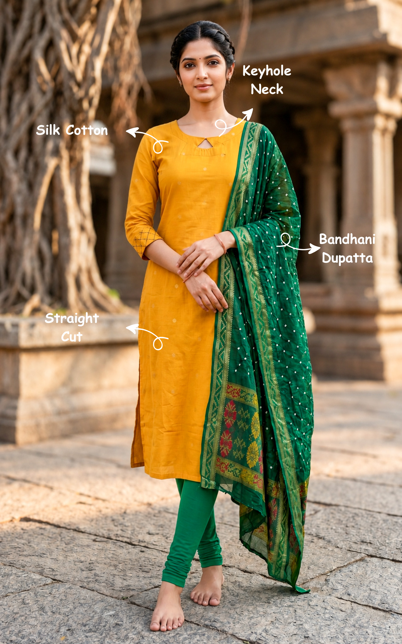 Subiksha Mustard (Kurti+Dupatta)