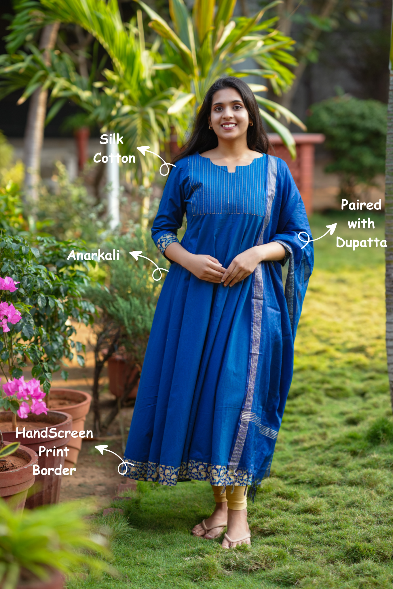 Rithika Blue (Kurti+Dupatta)