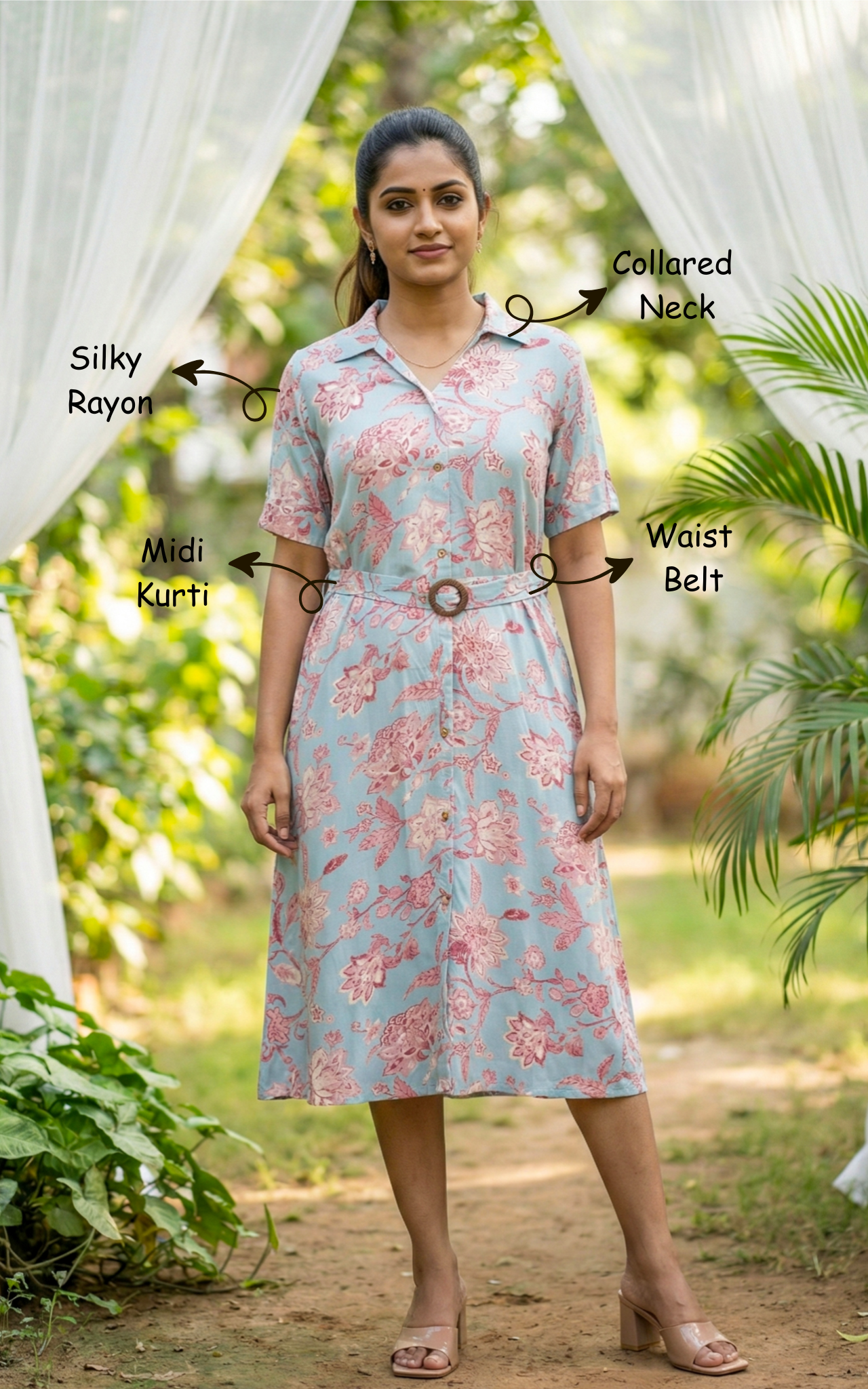 Instore – Sky Blue Modern Love Kurti for Women – Silky Rayon – Indian Ethnic Wear