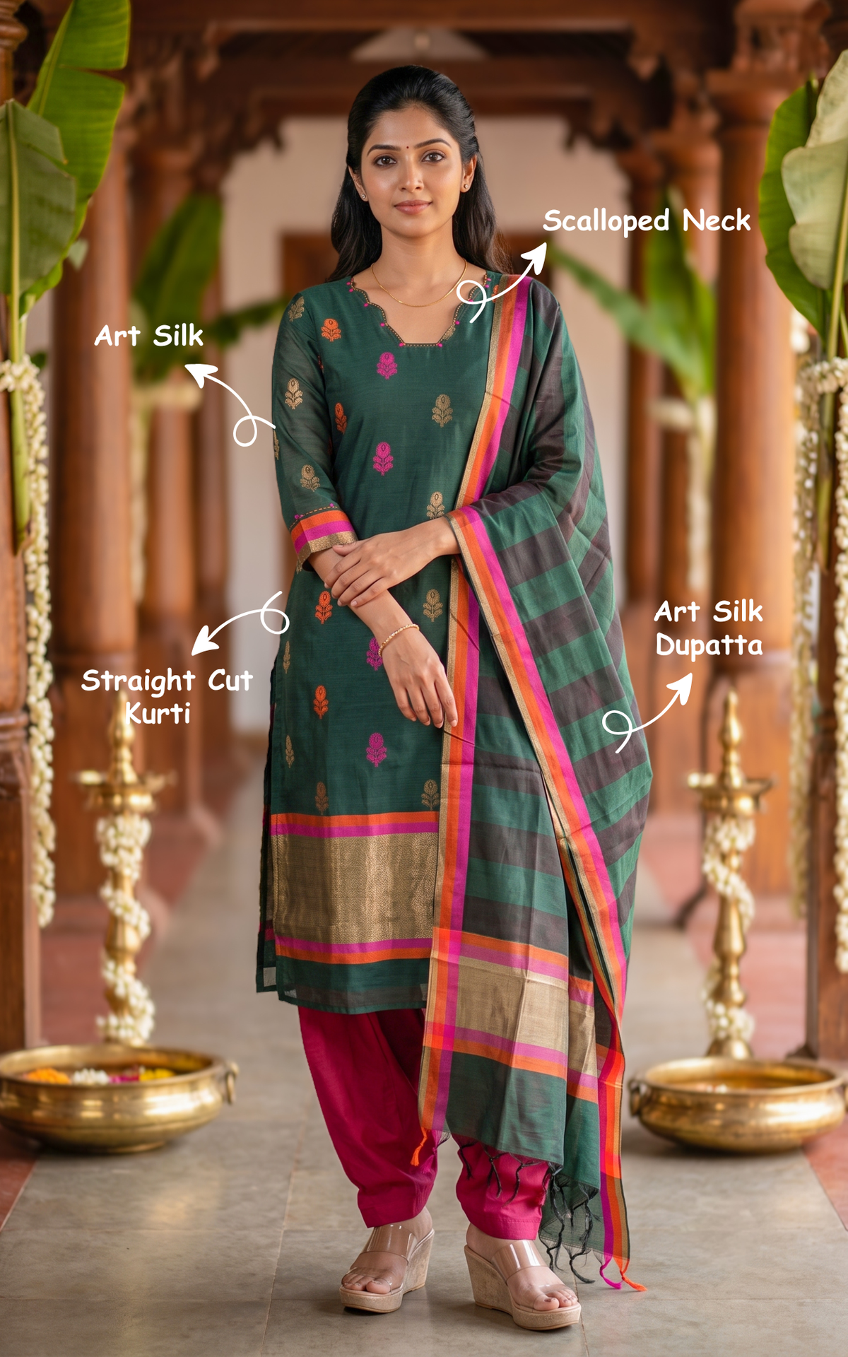 Nalavenba Green (Kurti+Dupatta)