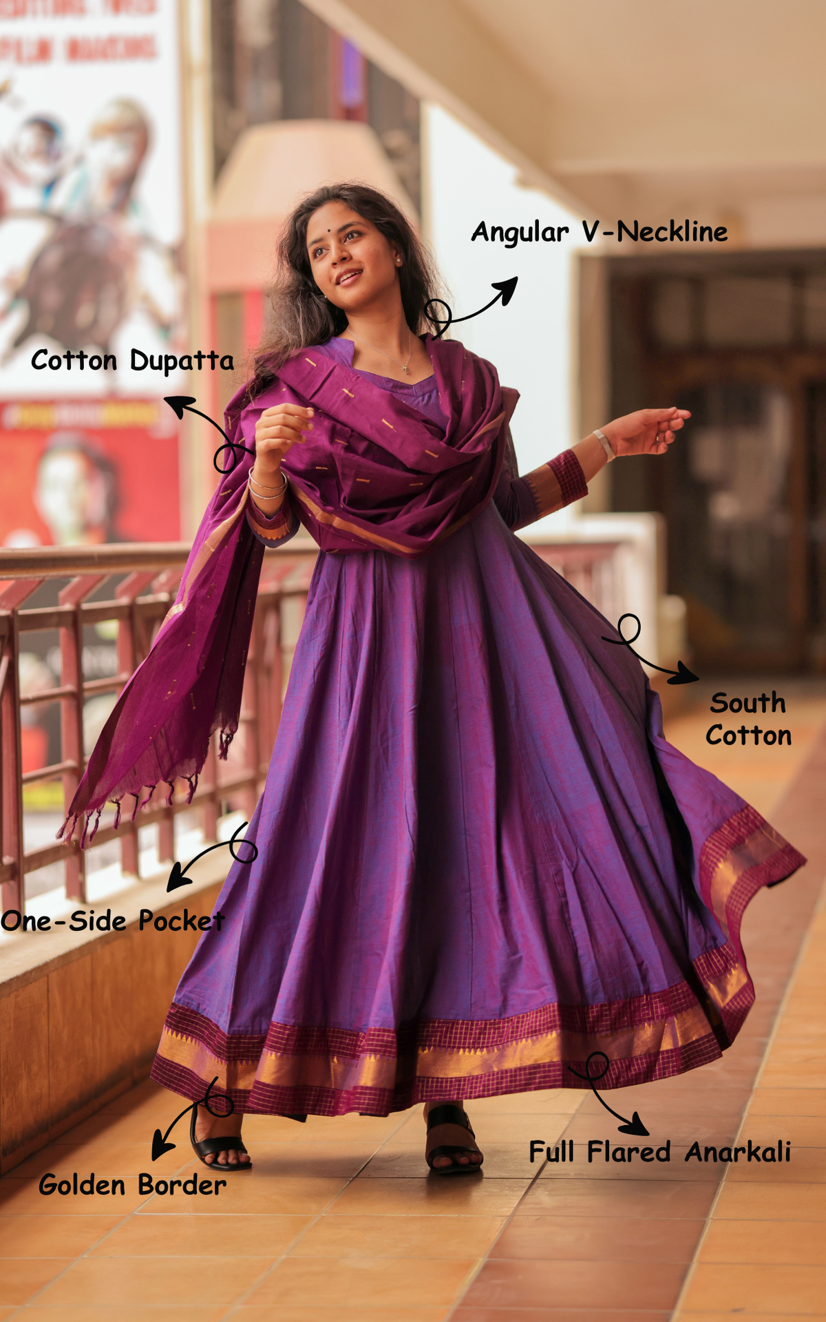 Aninagai Dual Tone (Kurti+Dupatta)