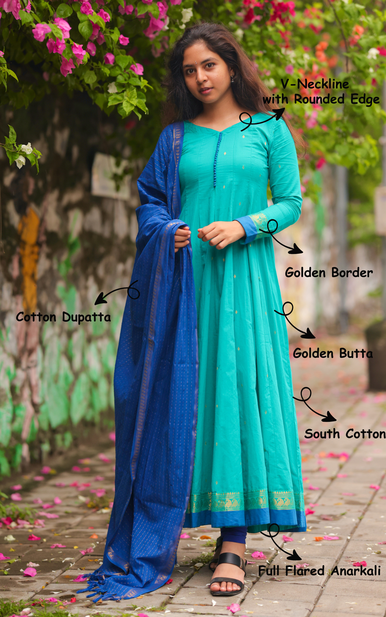 Kundhavai Aqua Blue (Kurti+Dupatta)