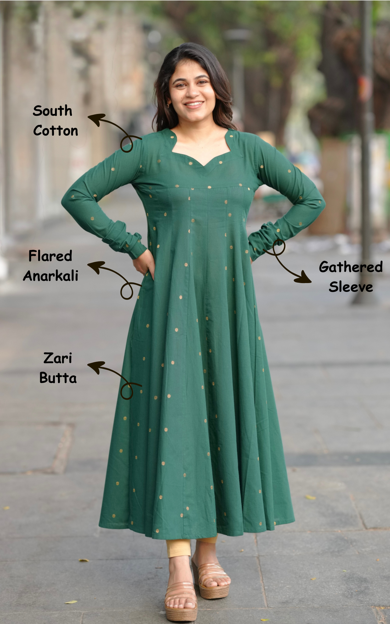 Ethnic Cotton Anarkali Dress for Women
Party Wear Green Anarkali for Women