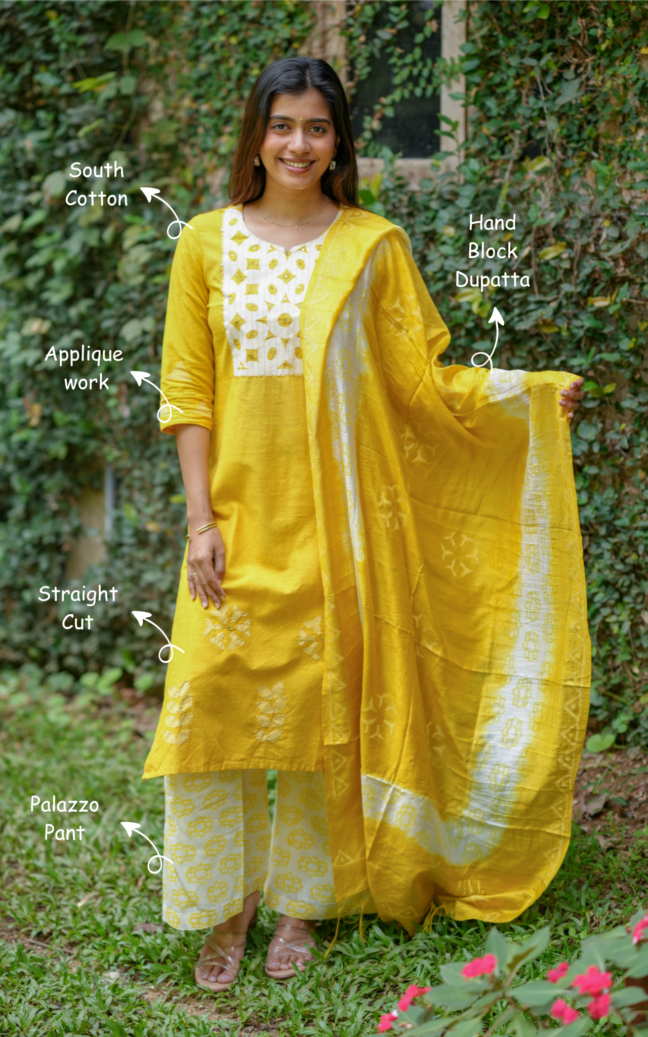 Neethinila Yellow (Kurti+Pant+Dupatta)
