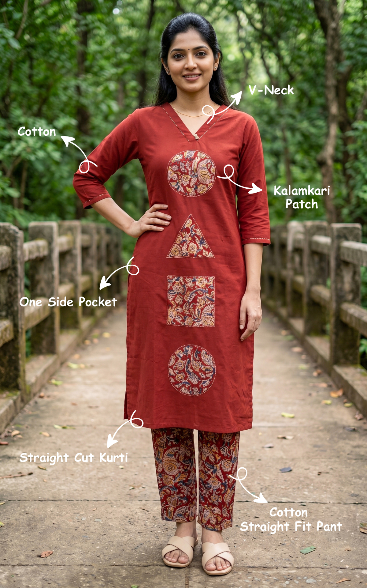 Boomika Red (Kurti+Pant)