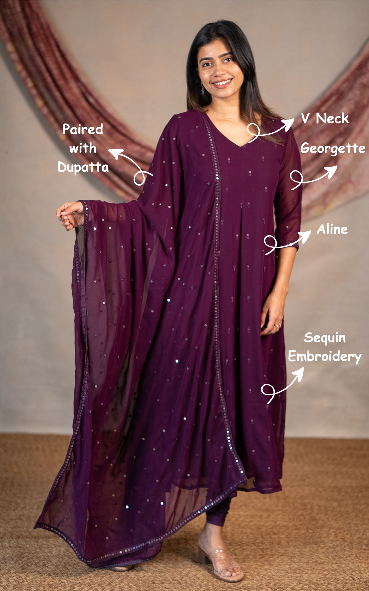Yatra Purple (Kurti+Dupatta)