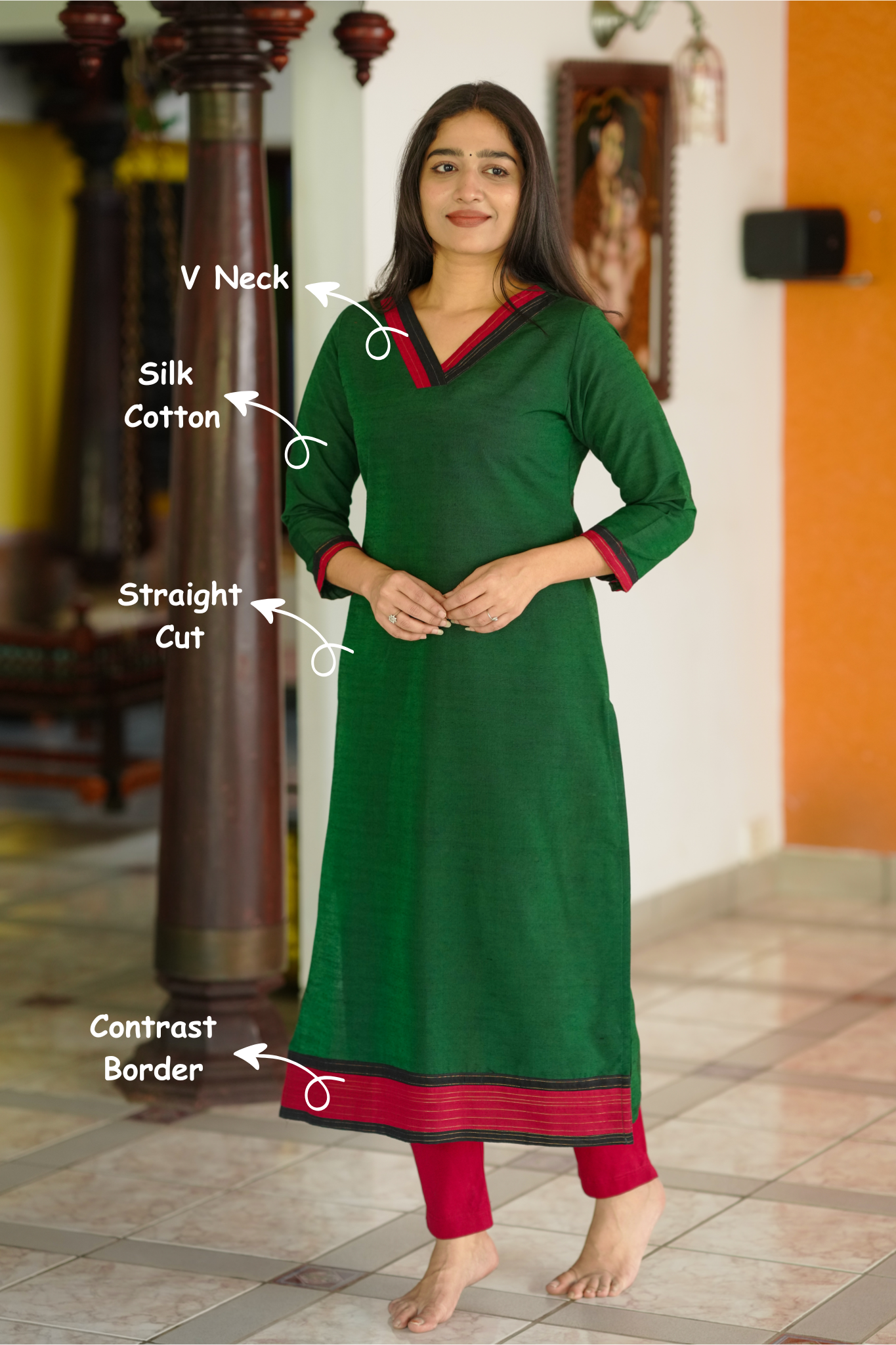 Soft fabric silk cotton kurti for women