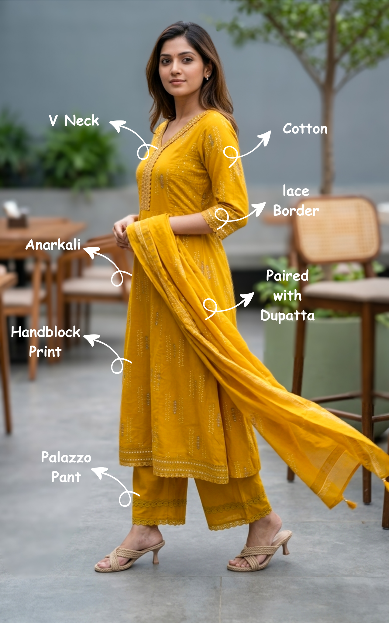 traditional handblock print kurti set