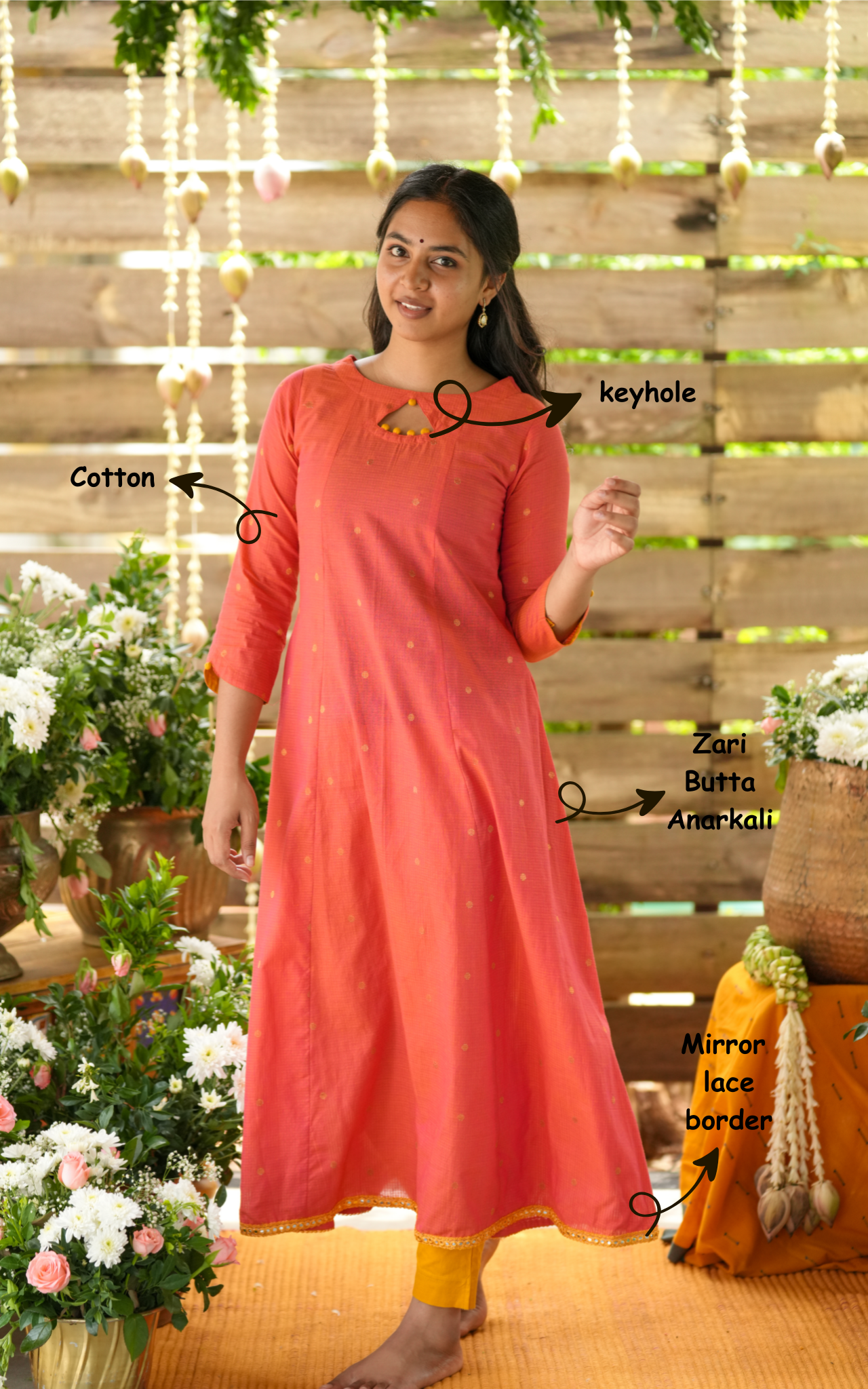 Mirror lace border kurti