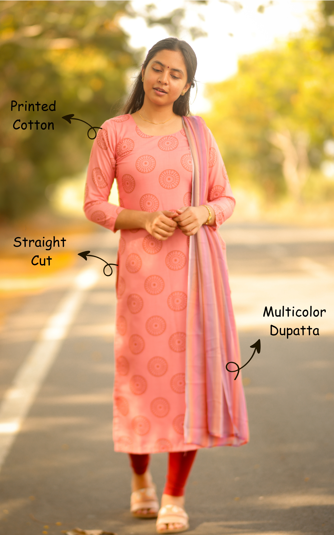 Simple straight kurti with round neck