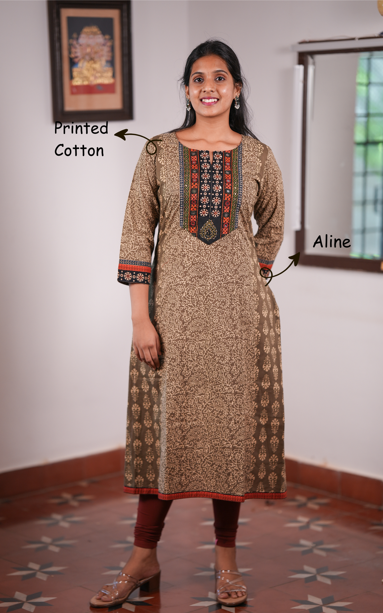 A-line kurti with dupatta