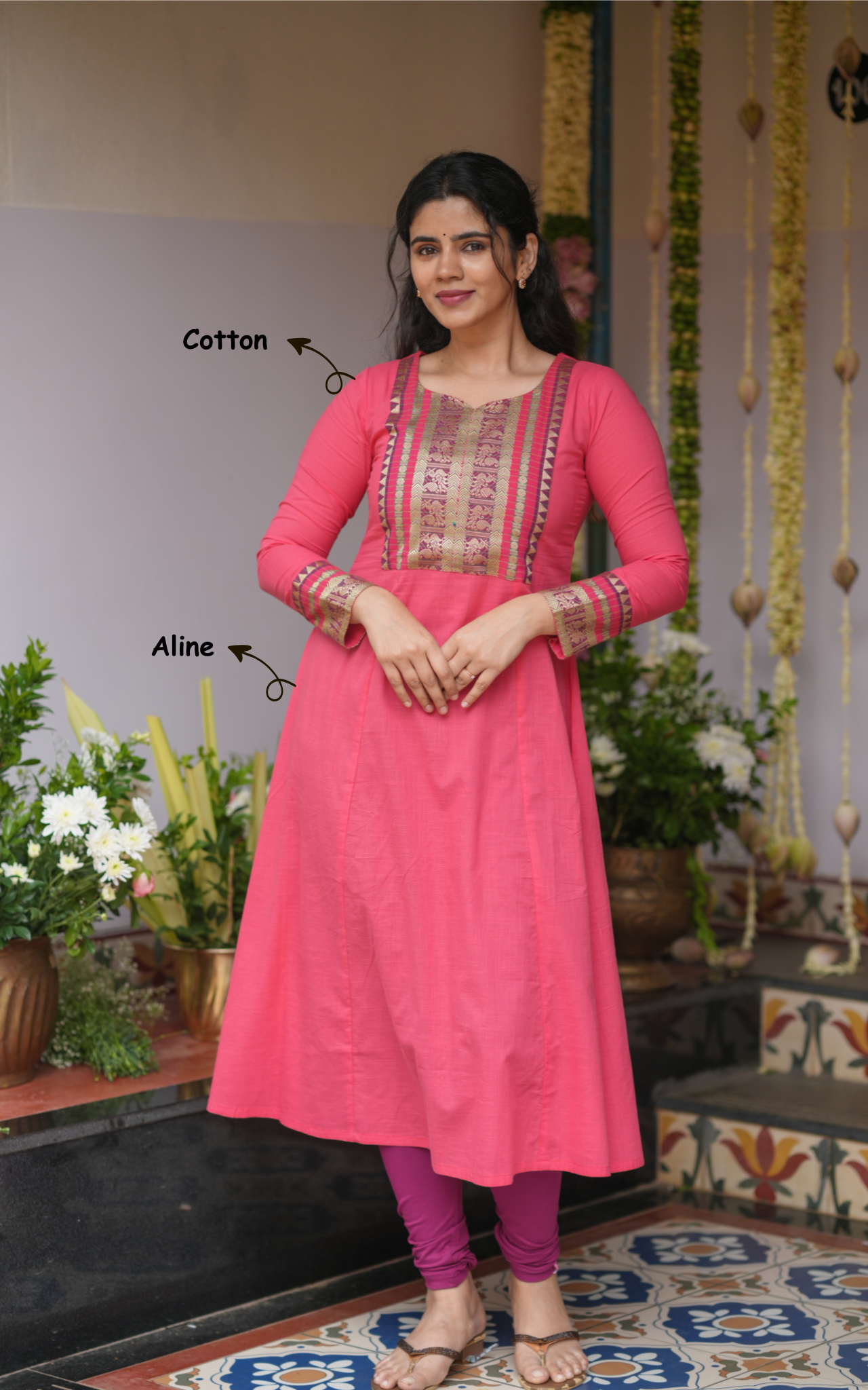 Summer wear cotton A-line kurti