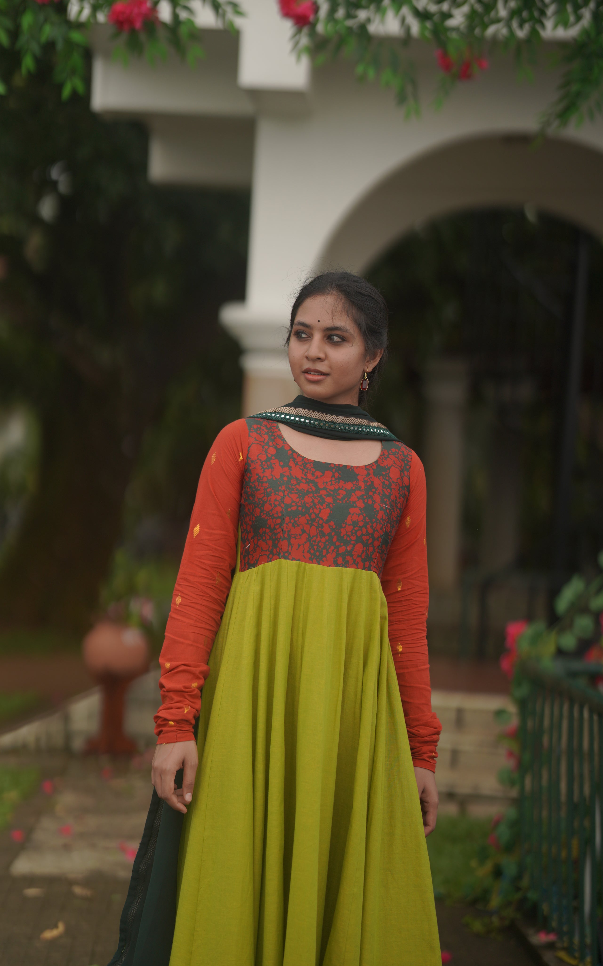 Traditional Raavanan inspired lime green dress