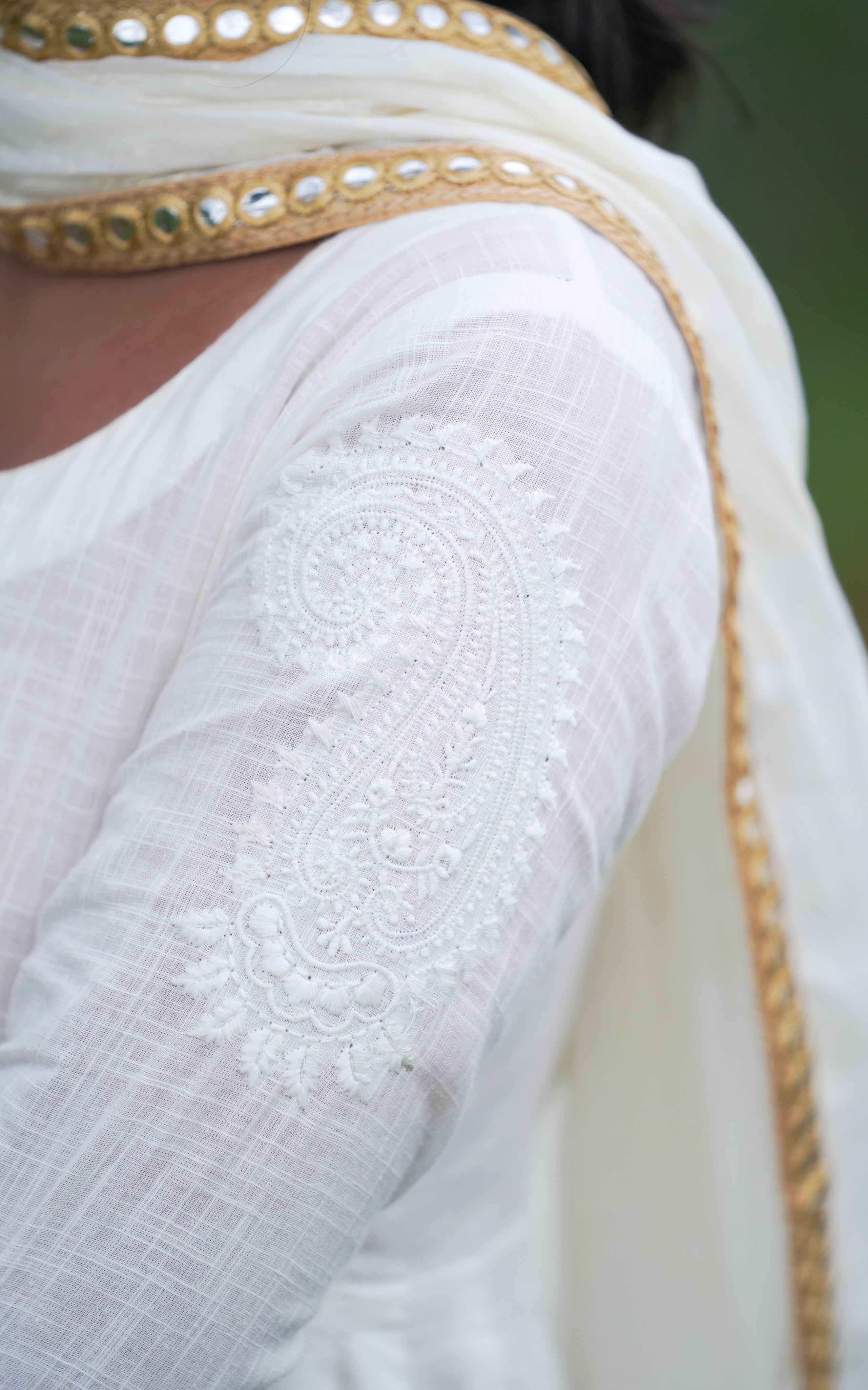 simple white churidar set with dupatta, Raavanan inspired.