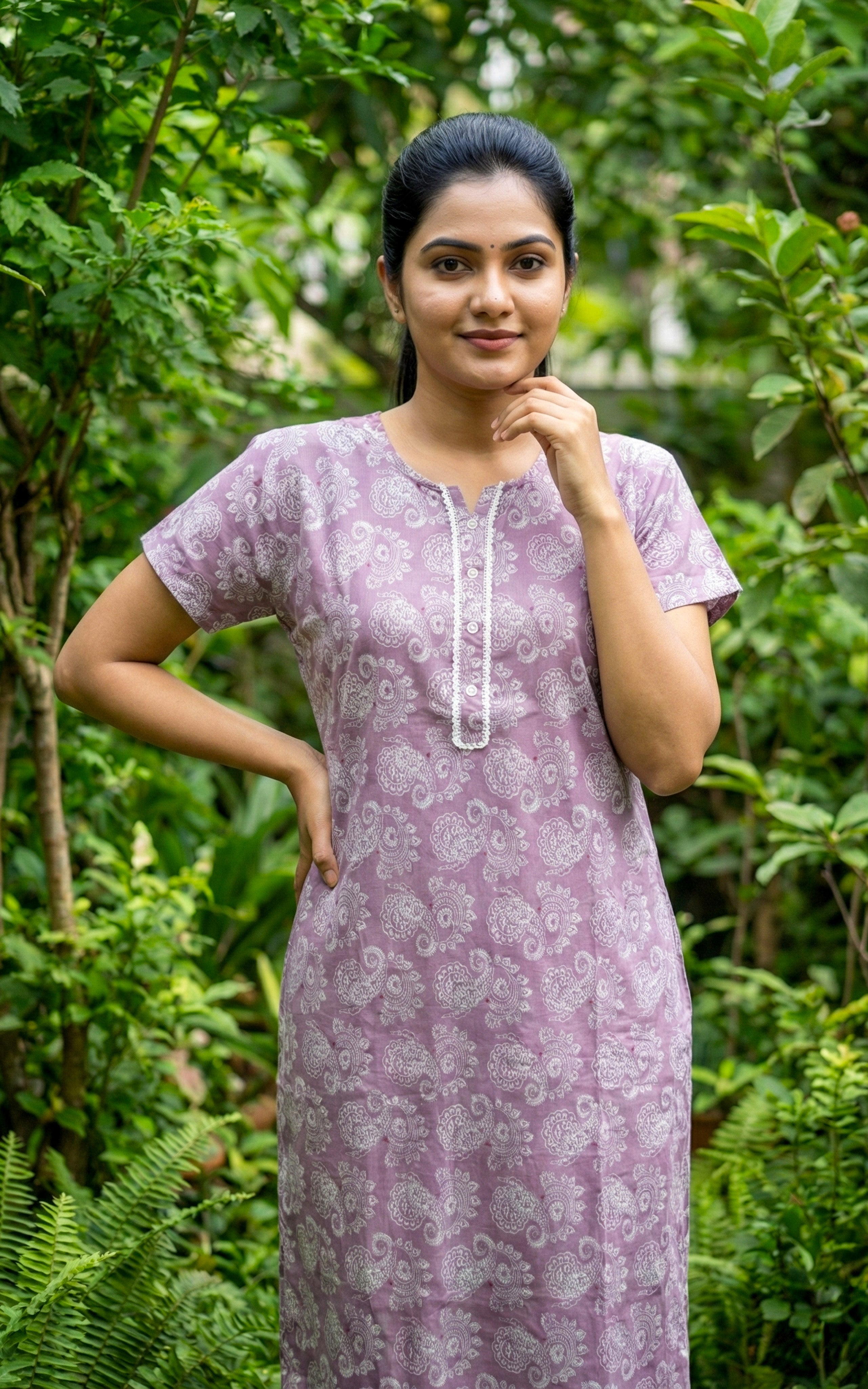 Comfortable printed cotton nighty for women