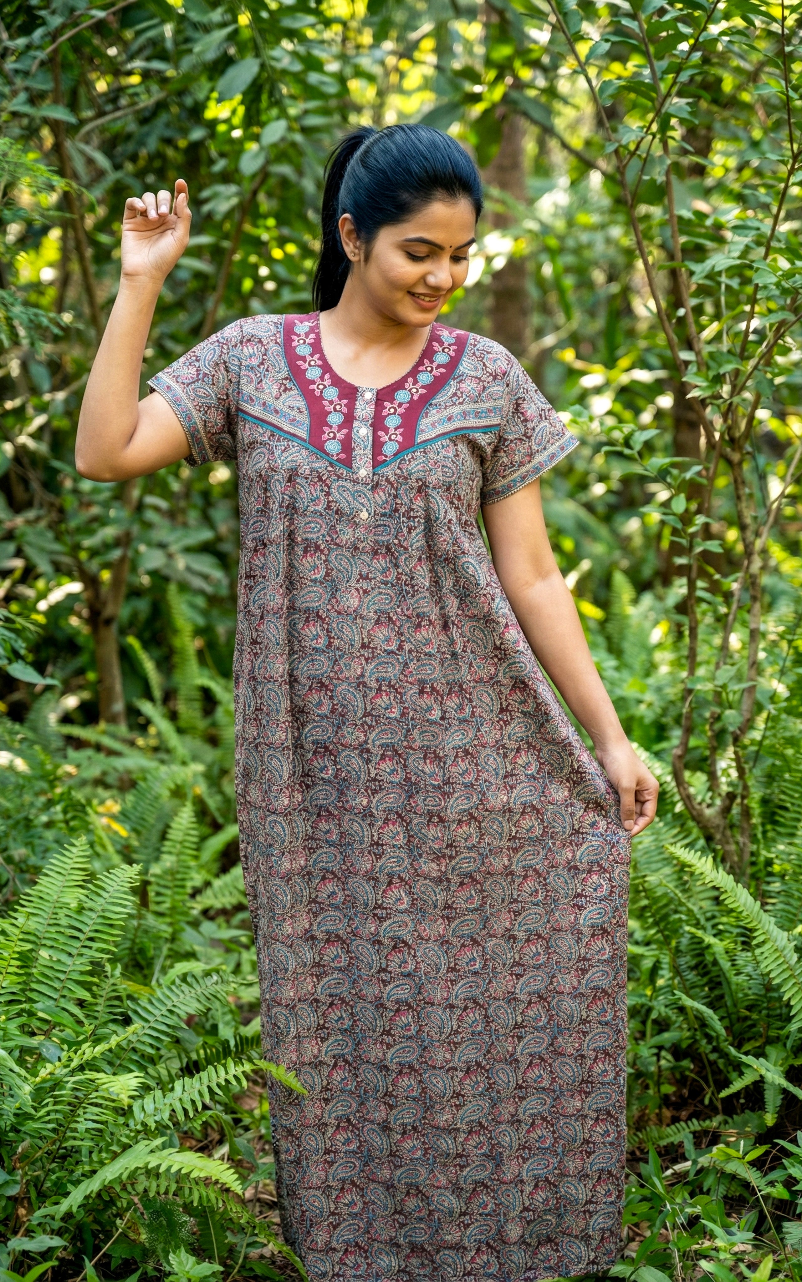 Comfortable printed cotton nighty for women