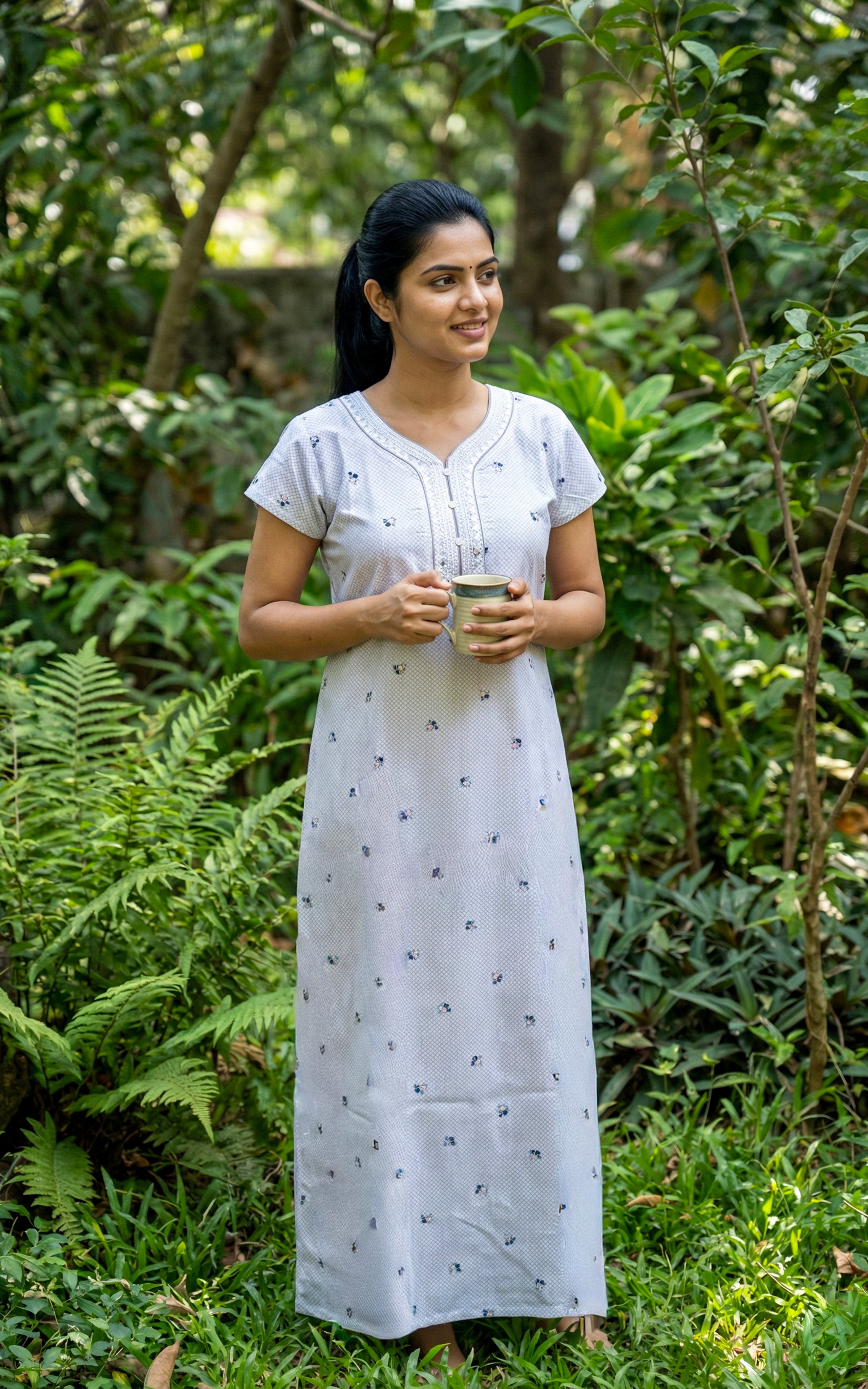 Comfortable printed cotton nighty for women