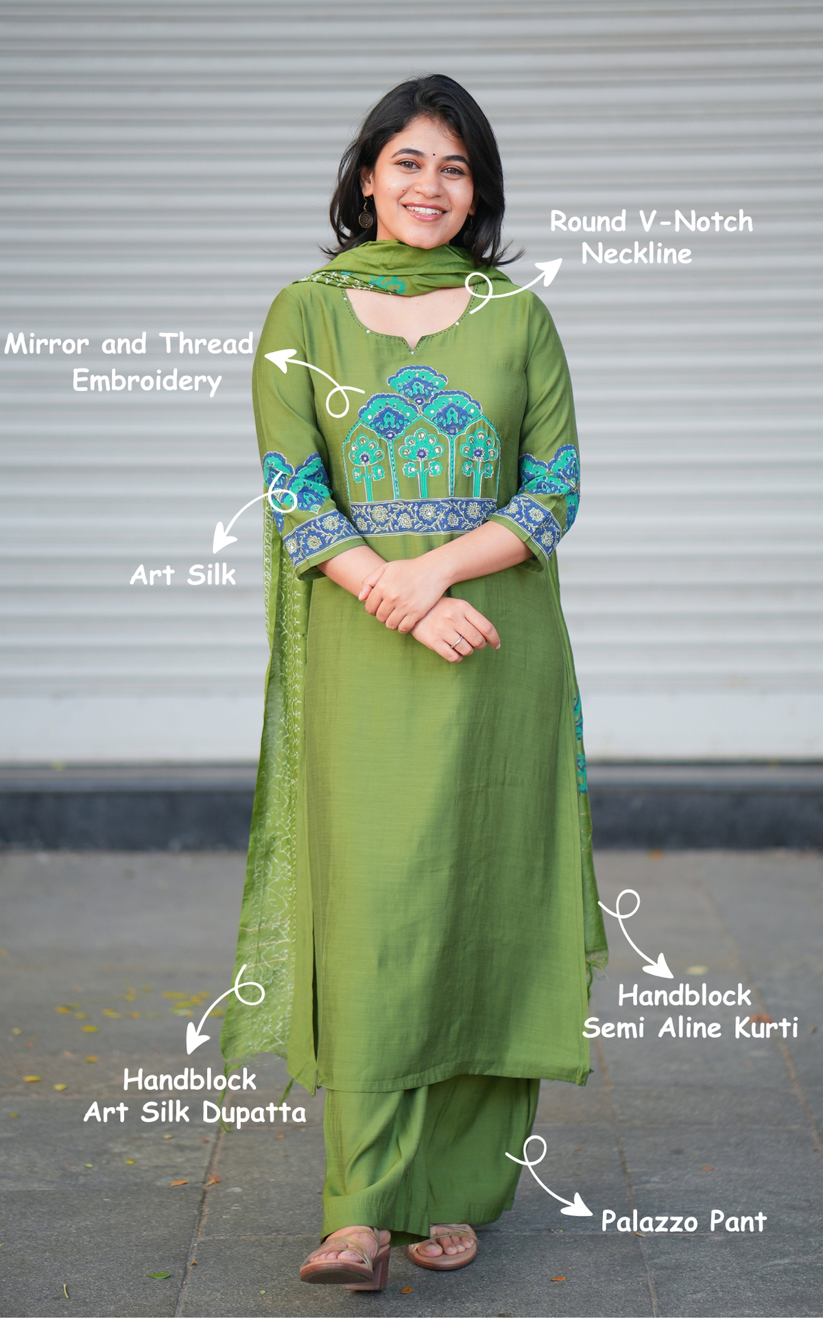 Sonika Handblock (Kurti+Pant+Dupatta)