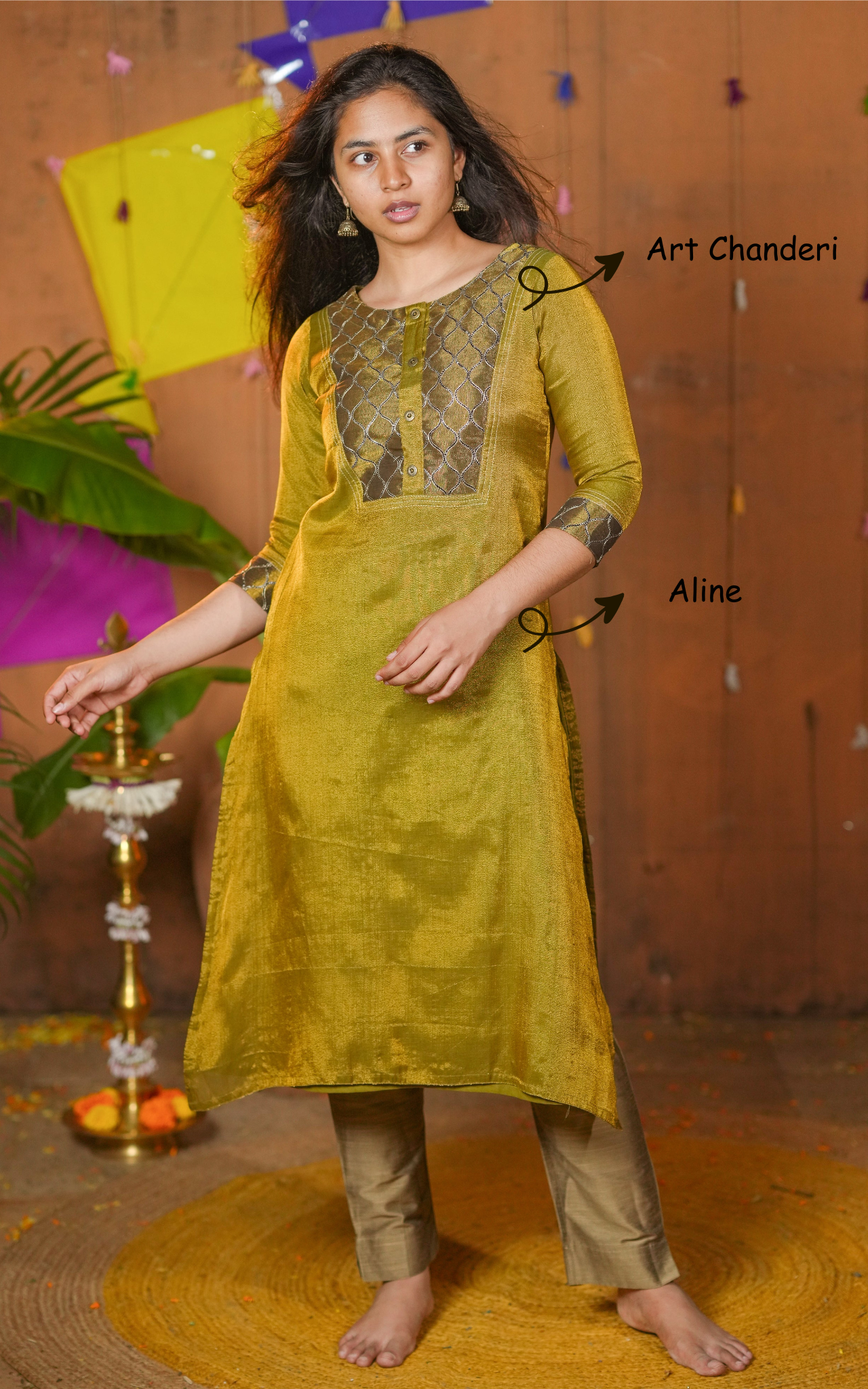 Instore – Dual Shade Mehandi Green Isaipriya Kurti for Women – Art Chanderi – Indian Ethnic Wear