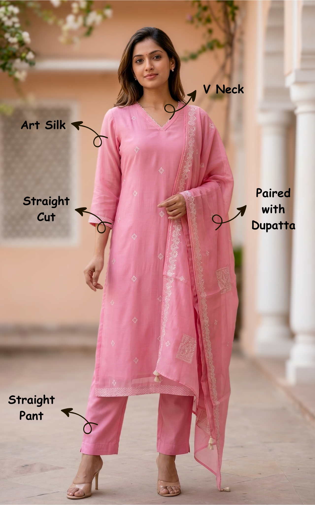 Stylish floral embroidered art silk kurti for women
Comfortable and trendy art silk kurti set for women