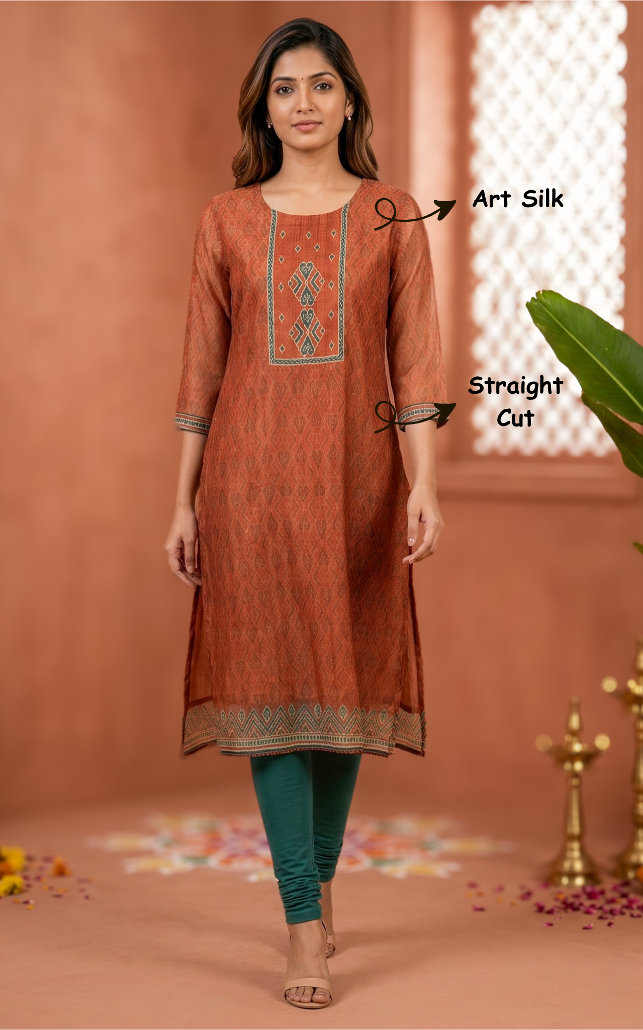 Soft fabric art silk kurti for women