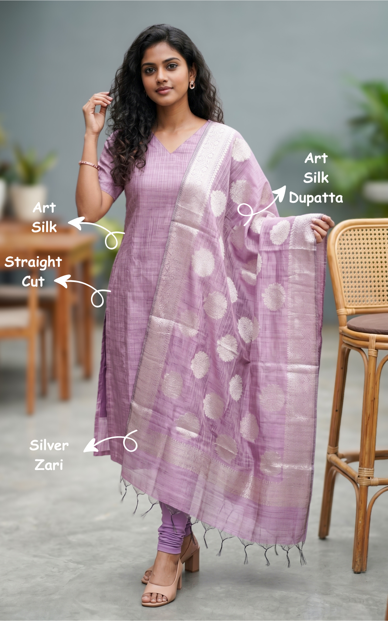 party wear kurti with zari dupatta