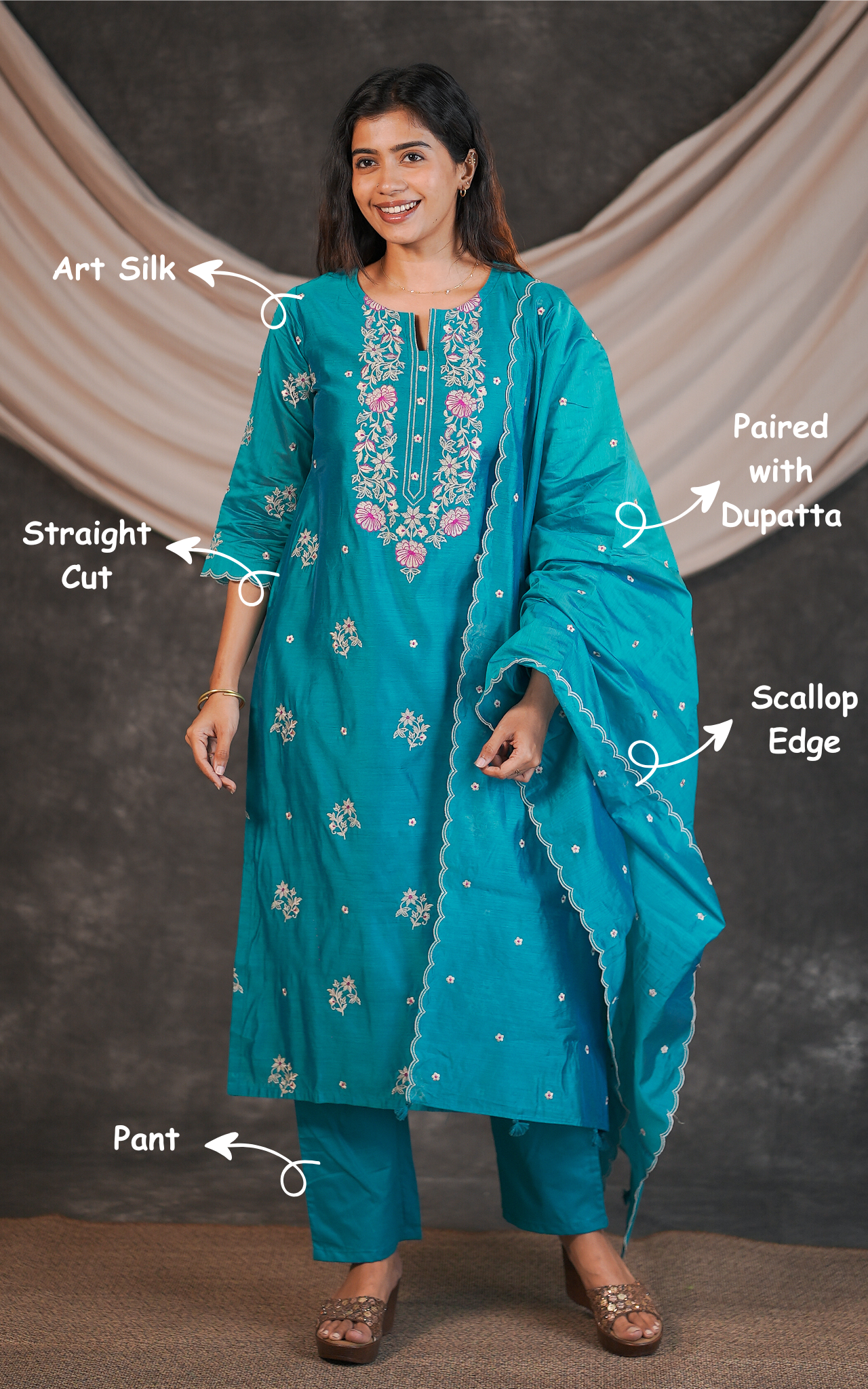 Comfortable and trendy art silk kurti set for women